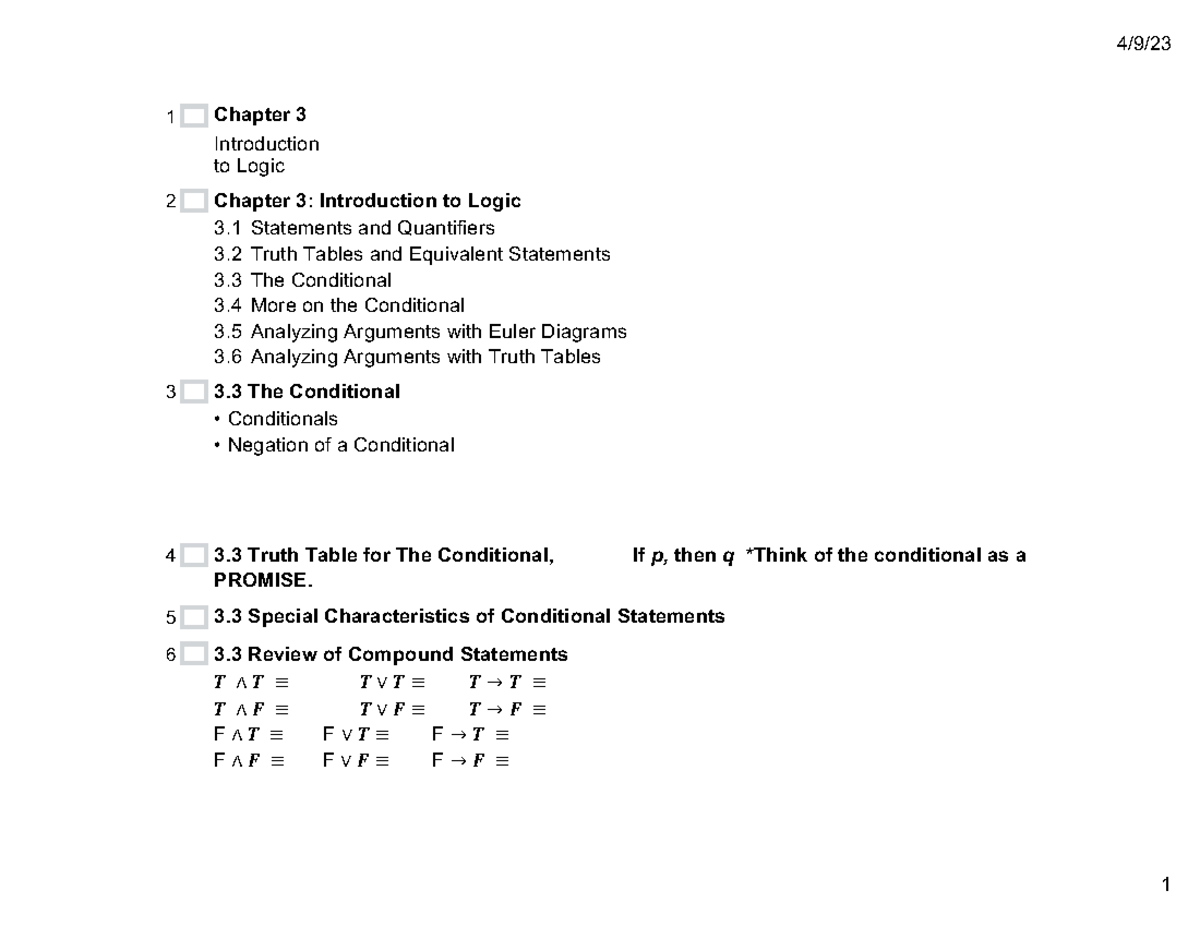 Chap+3 - chapter 3.3 - 4/9/ 1 Chapter 3 Introduction to Logic Chapter 3 ...