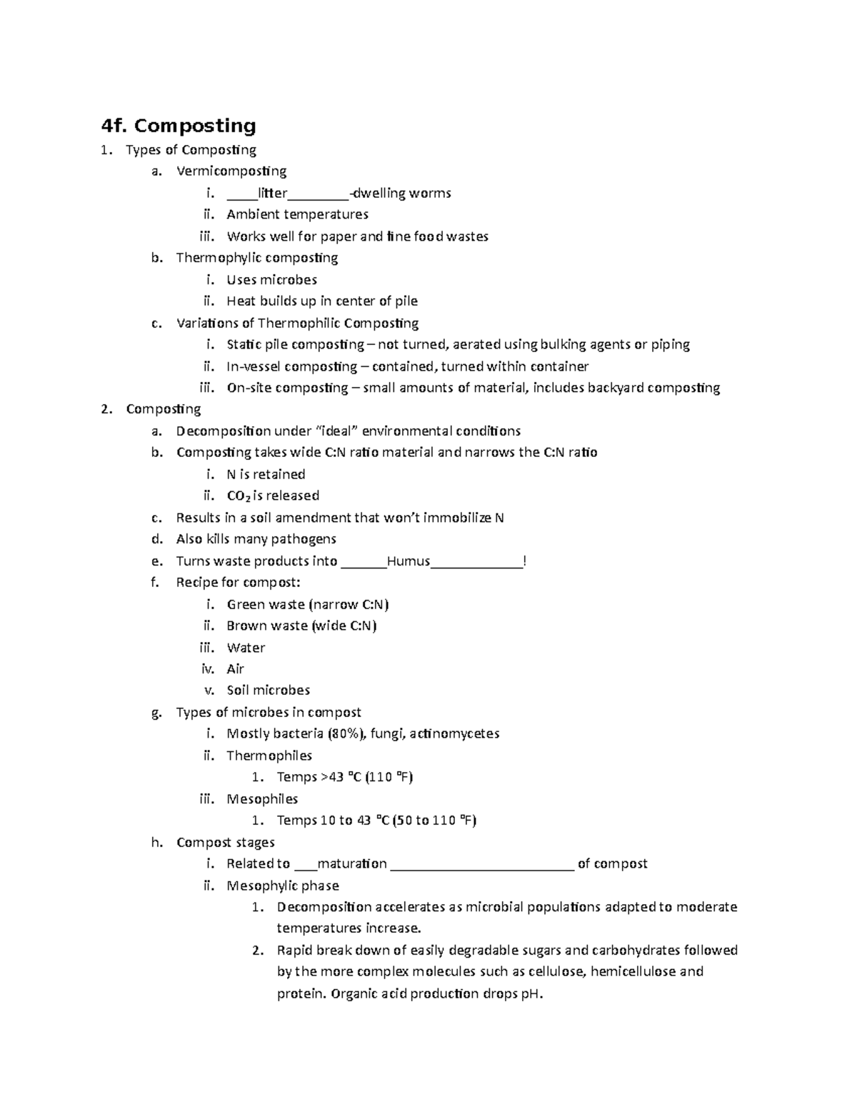 4f. Lecture Notes - 4f - 4f. Composting Types of Composting a ...