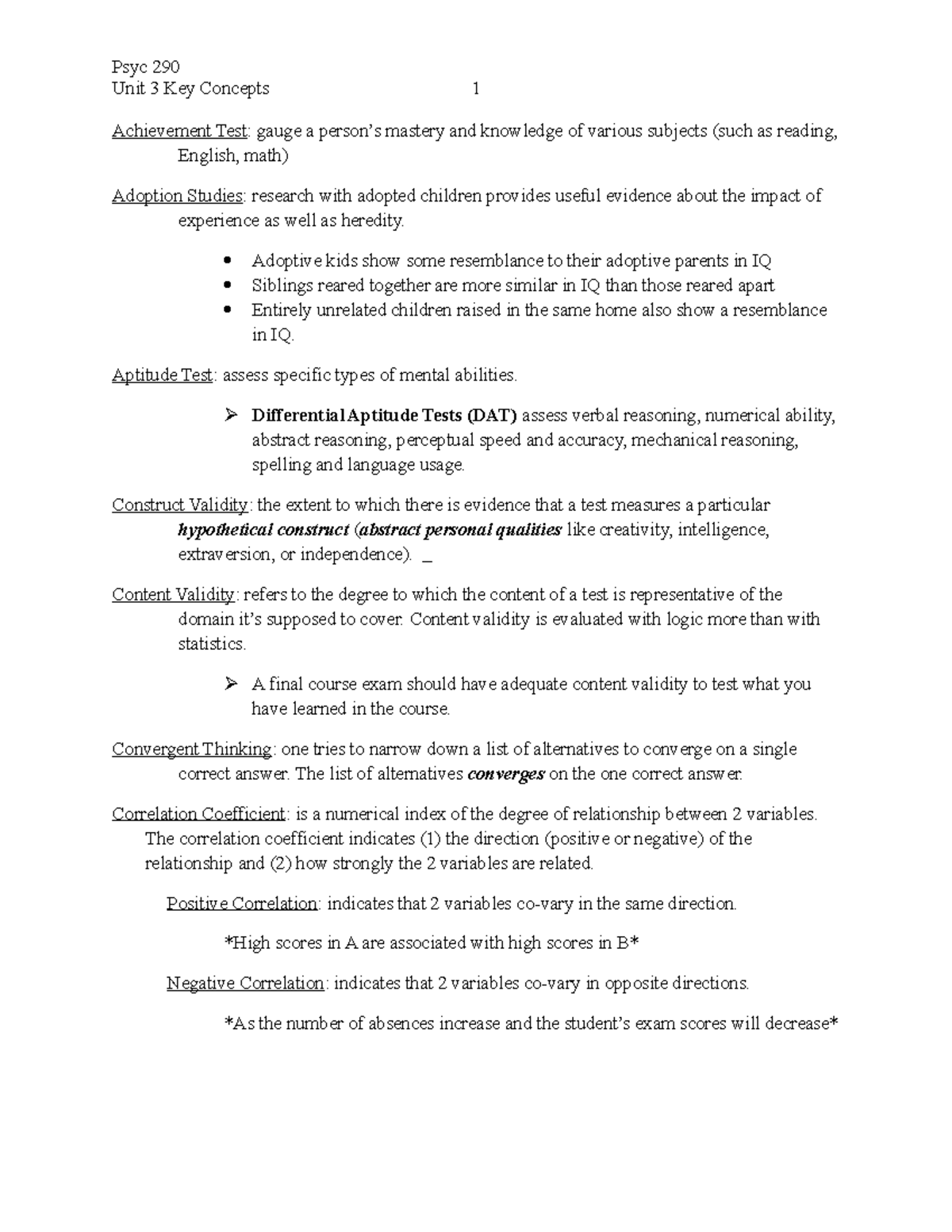 Unit 3 Key Concepts - Study Guide - Unit 3 Key Concepts 1 Achievement ...