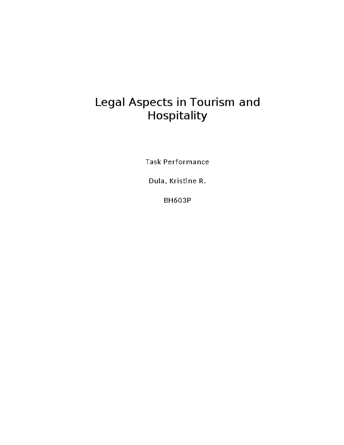 case study related to legal aspects in tourism and hospitality