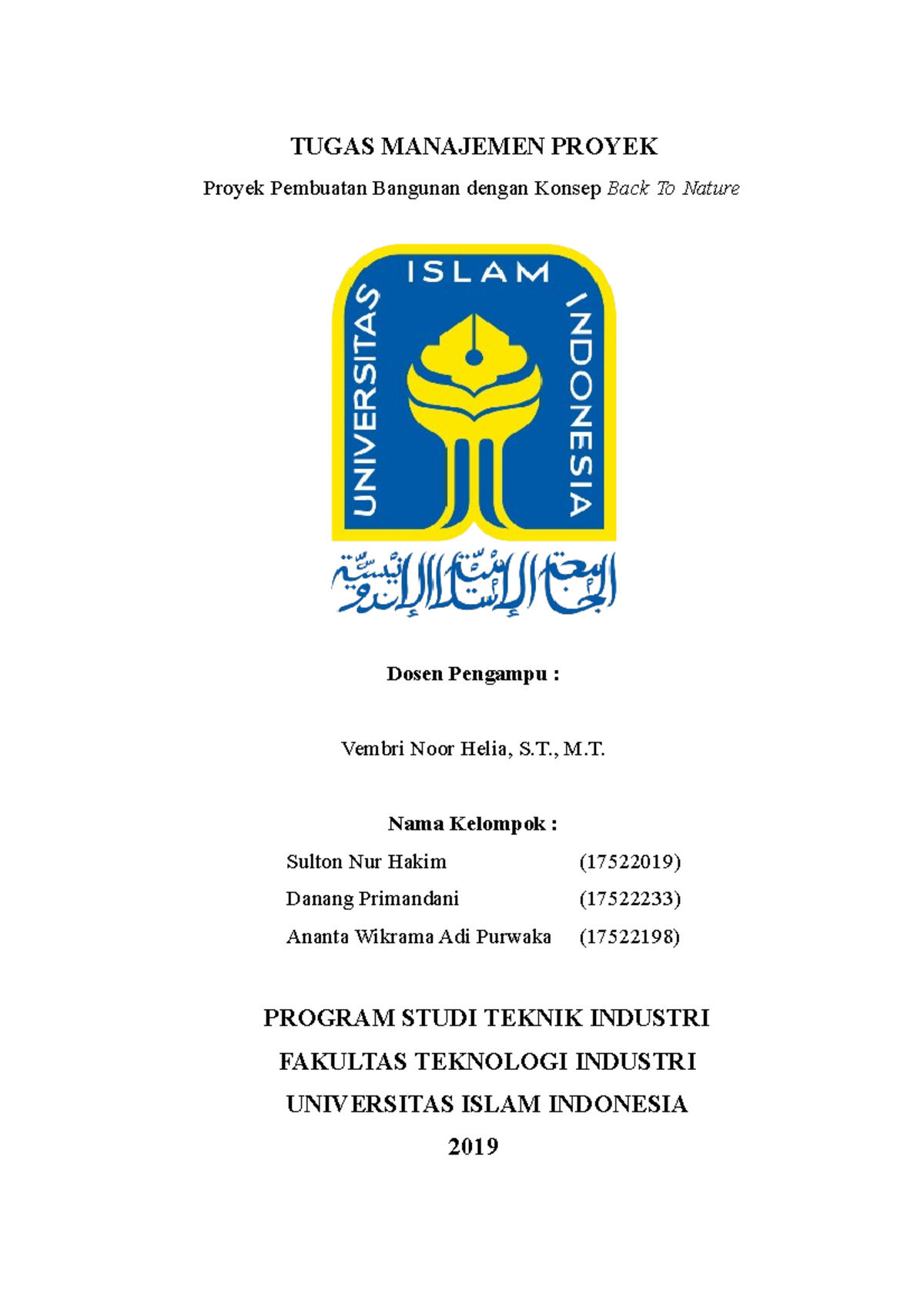 Tugas Manajemen Proyek - TUGAS MANAJEMEN PROYEK Proyek Pembuatan ...