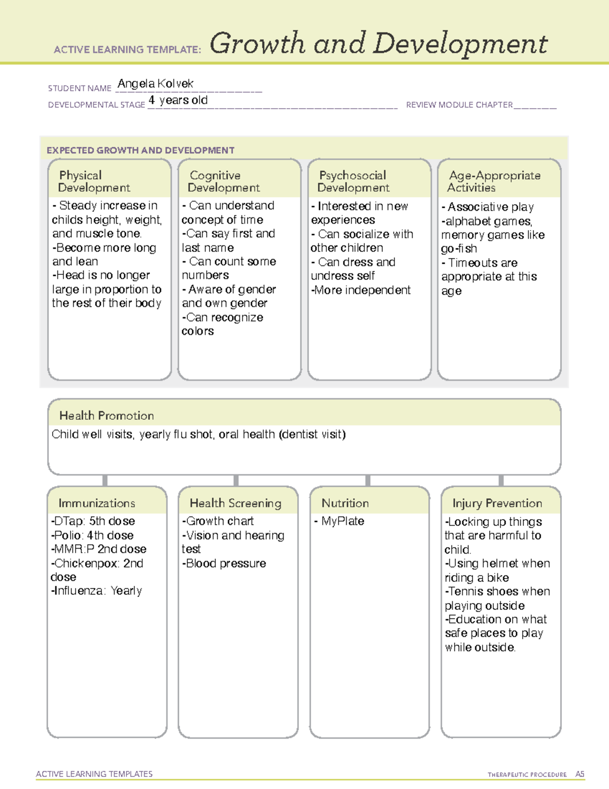 Growth and Development 4 years old - ACTIVE LEARNING TEMPLATES ...