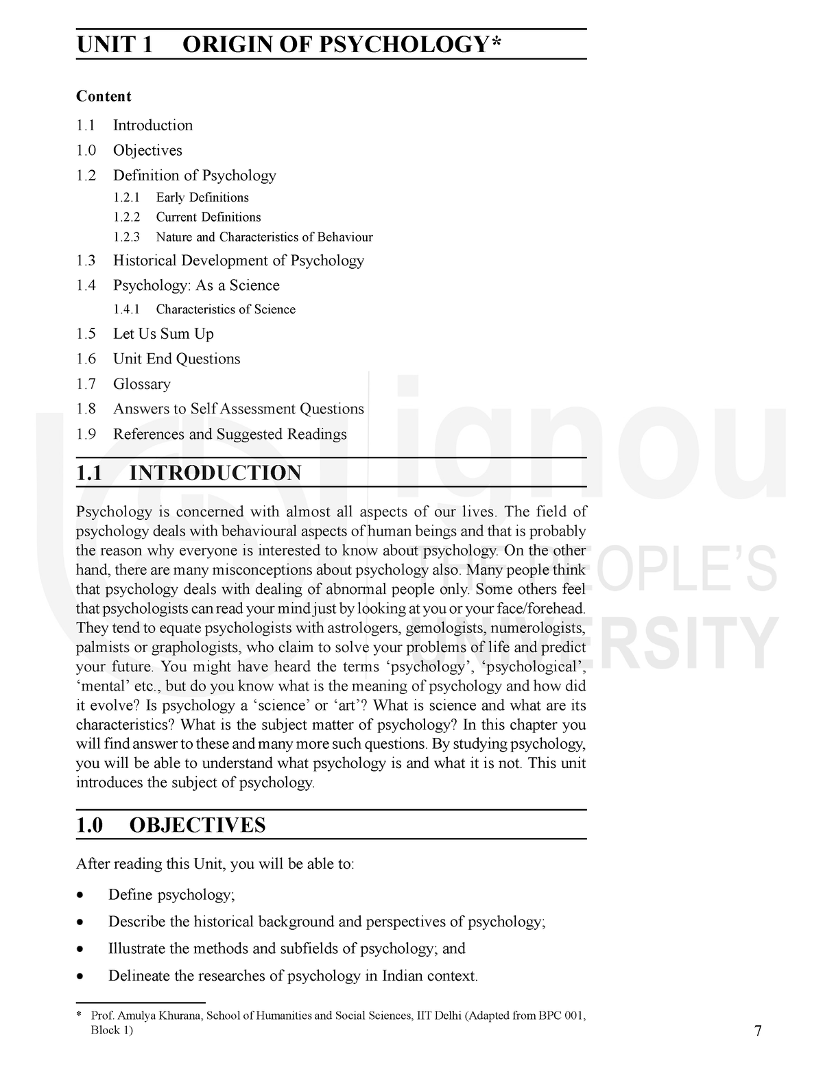 Unit 2 - Notes Of BPCC101 Unit 2 - Origin Of Psychology UNIT 1 ORIGIN ...