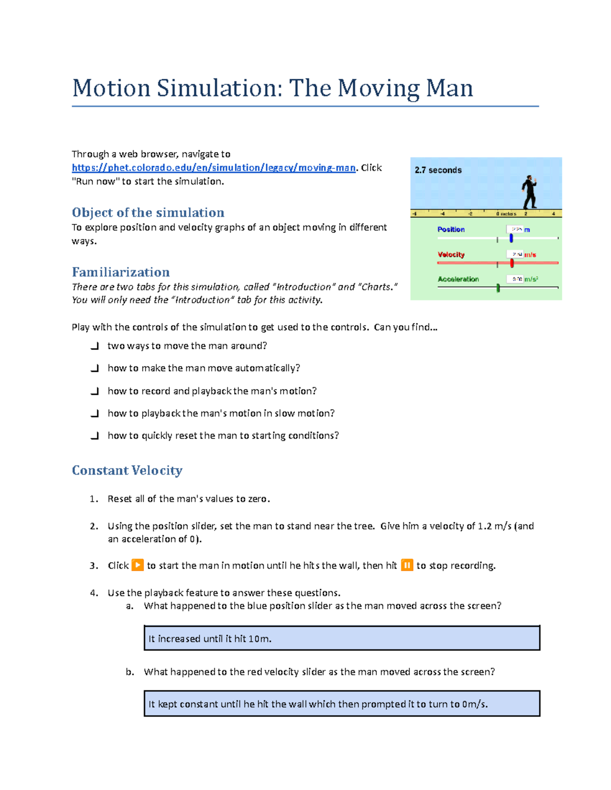Arjun Erasani Simulation 1 - Motion Simulation: The Moving Man Through ...