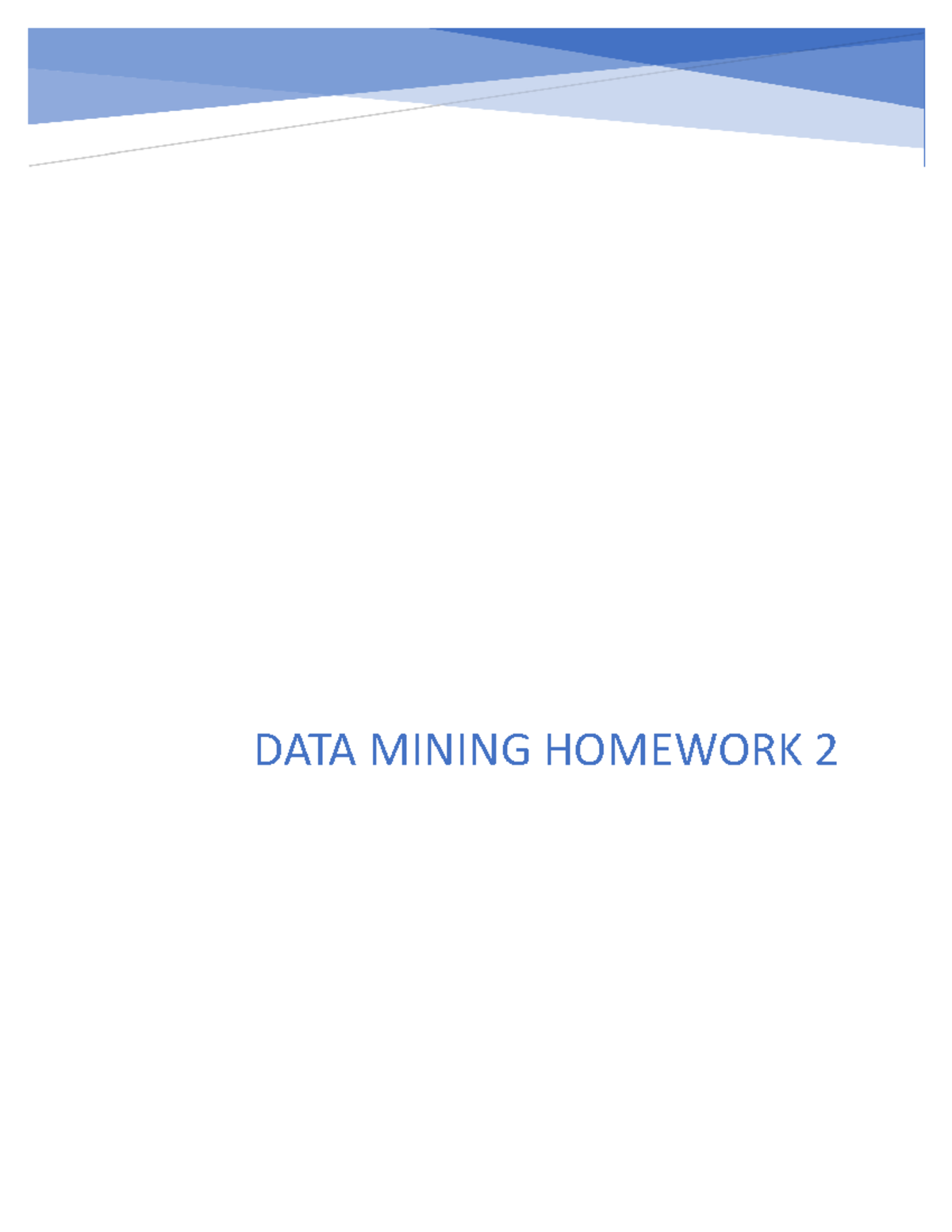 data mining homework assignments