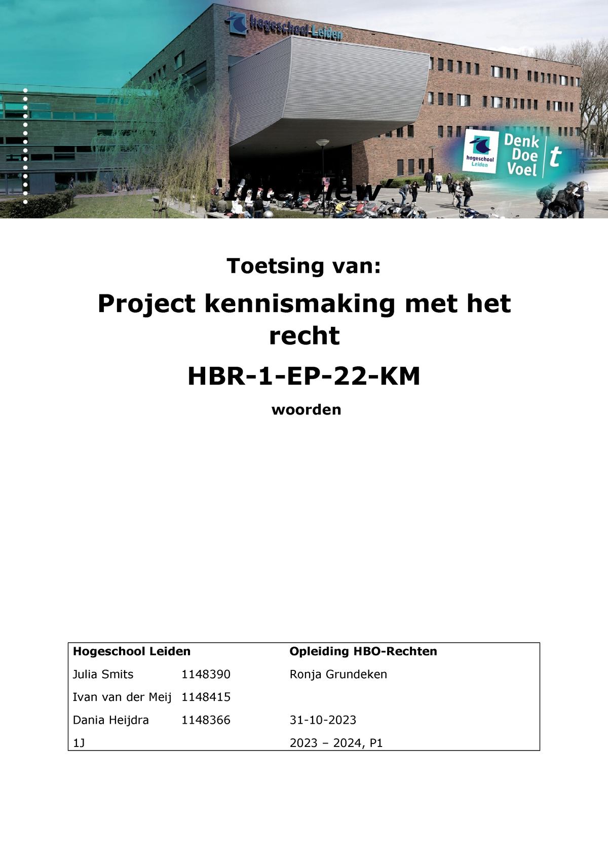 Product B - Vacatures - ‘Interview’ Toetsing Van: Project Kennismaking ...