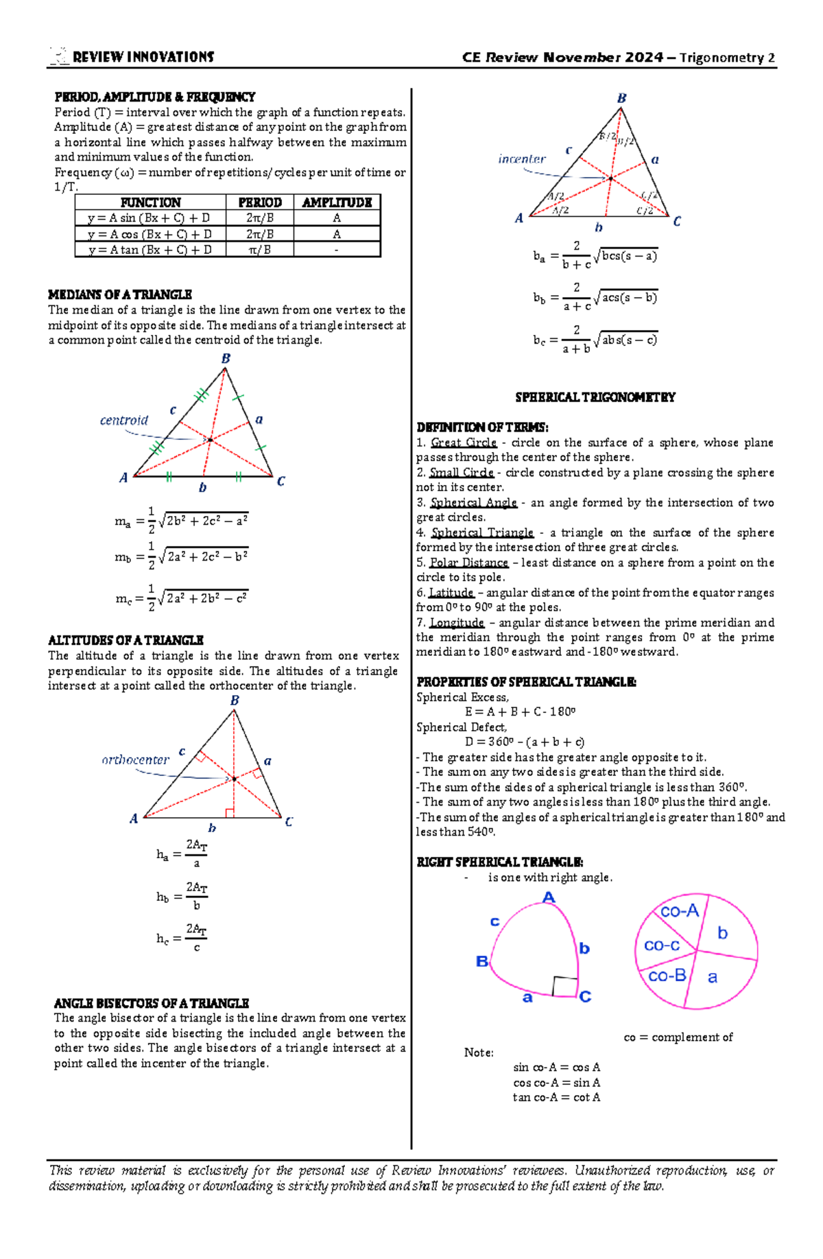 Trigonometry 2 - Master the trigo - Review Innovations CE Review ...