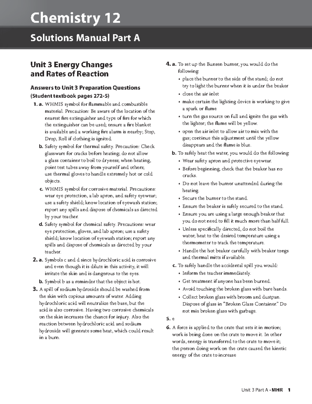 Chemistry 12 Solution Manual Unit 3 Part A - Unit 3 Energy Changes And ...