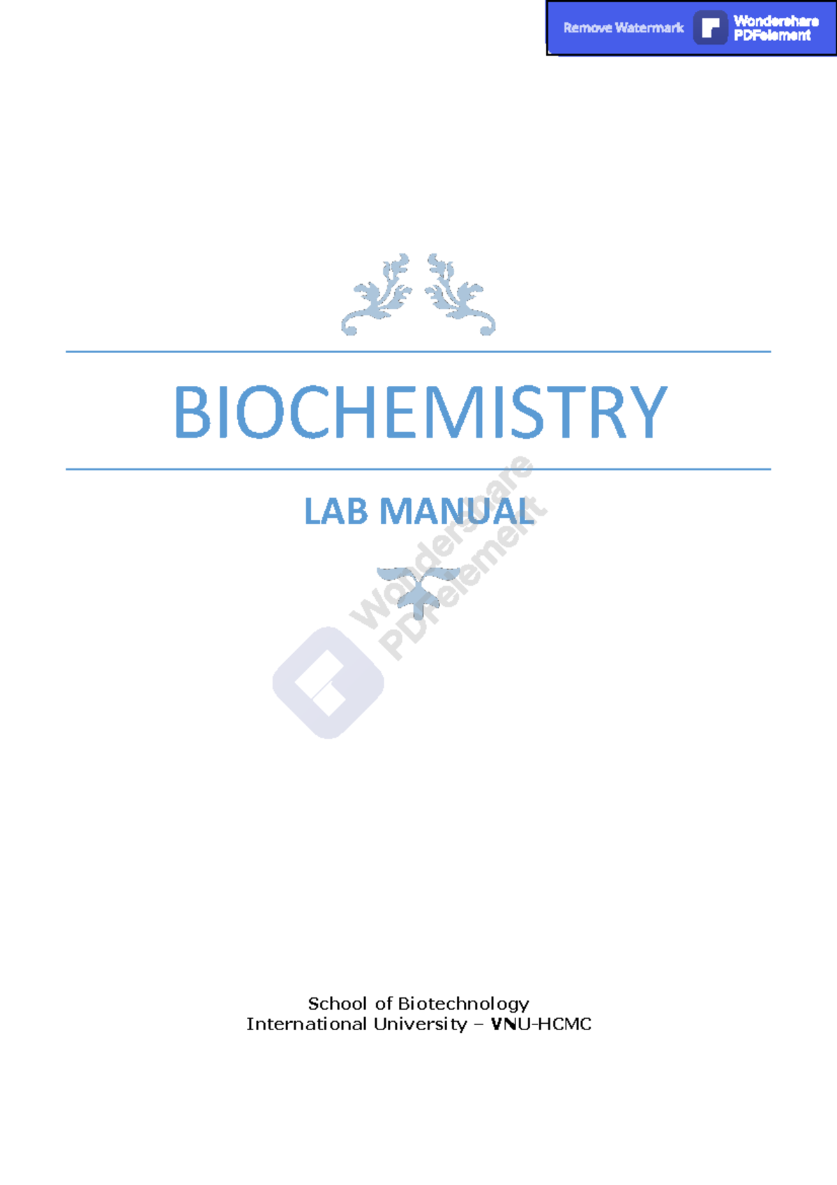 Lab Manual For Practice In Biochemistry - BIO CHEMISTRY LAB MANUAL ...