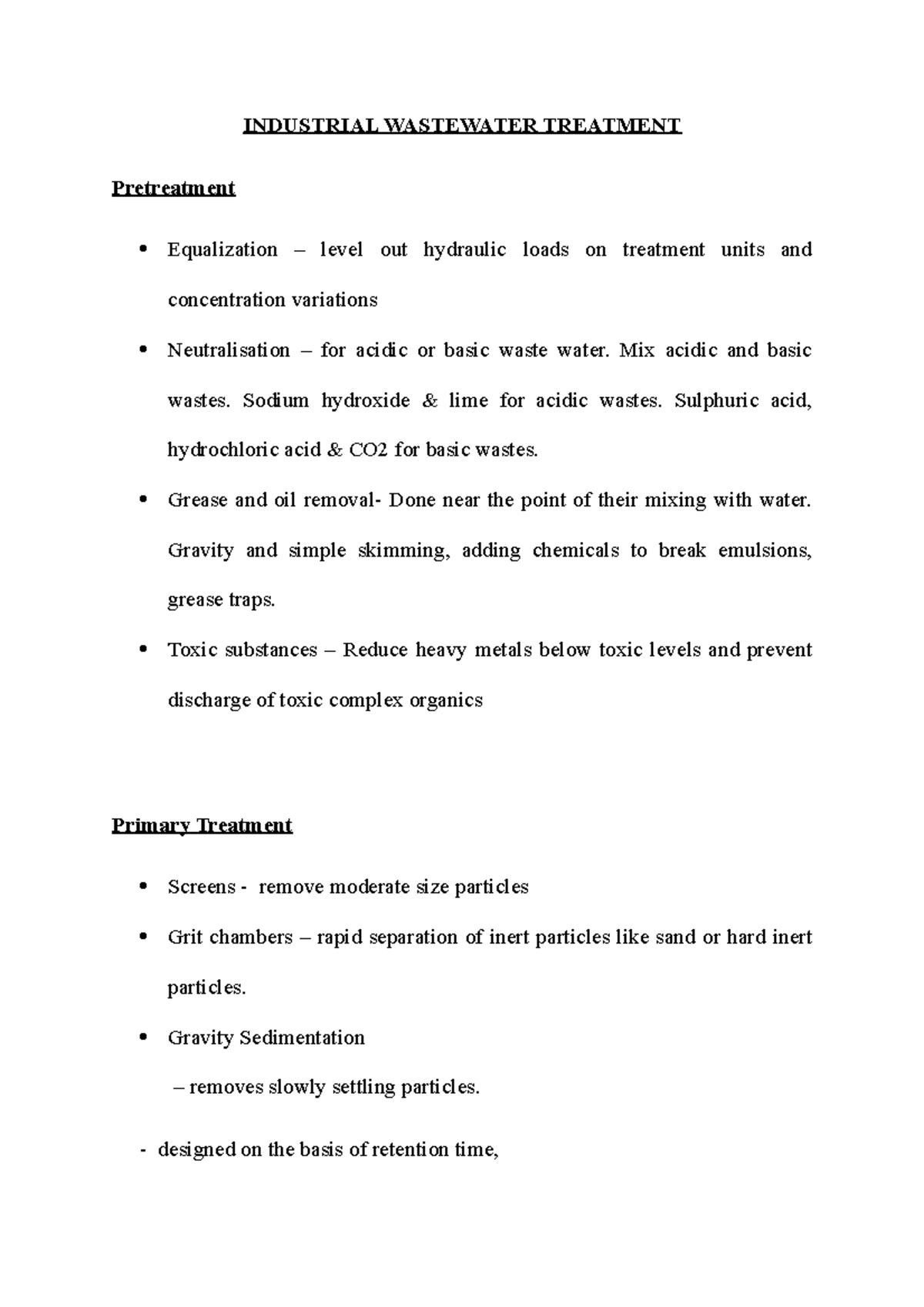 Industrial Wastewater Treatment INDUSTRIAL WASTEWATER TREATMENT