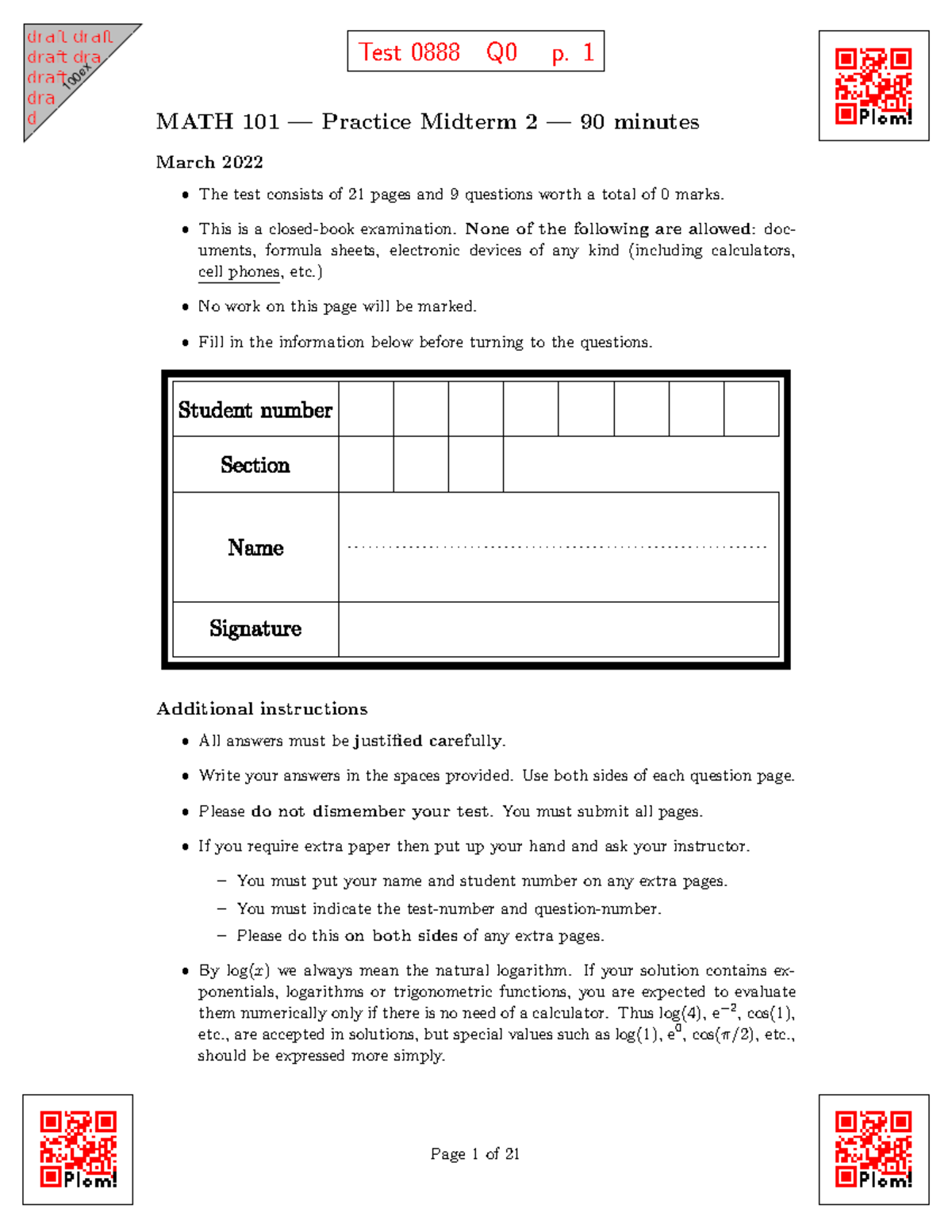 UBC math 101 MT02practicesolutions MATH 101 — Practice Midterm 2