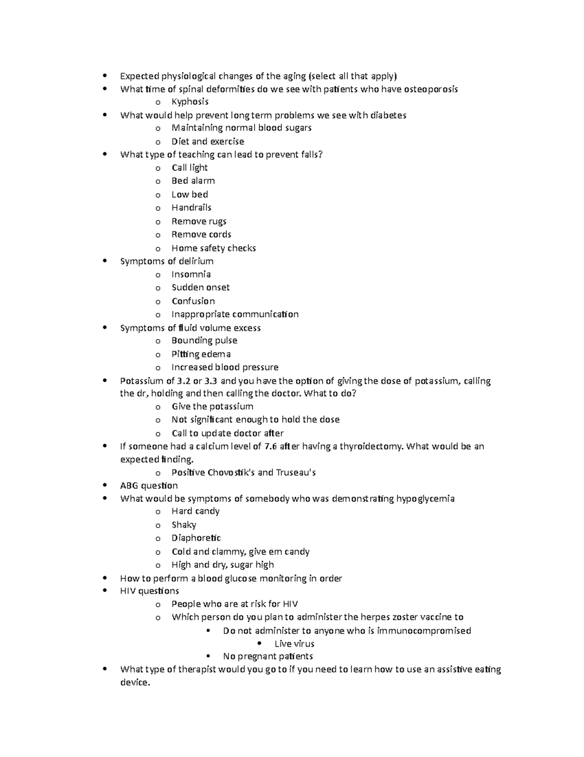 Final Review - Expected physiological changes of the aging (select all ...