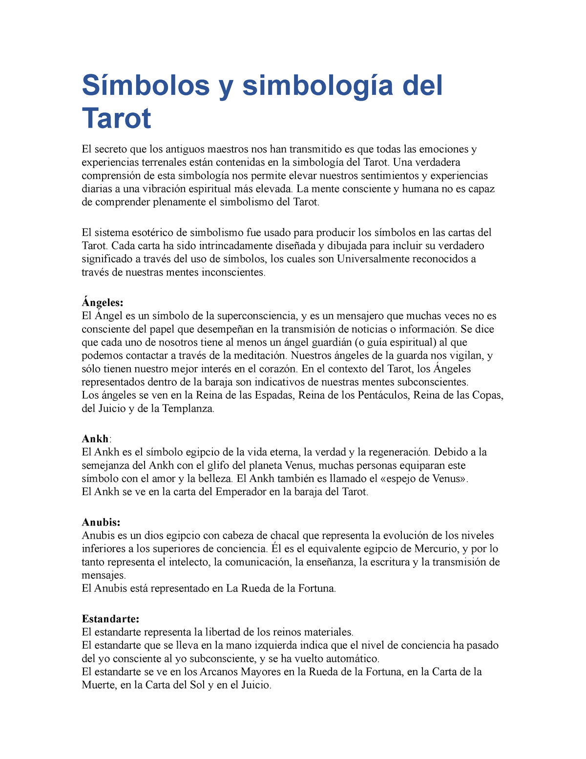 LOS SIMBOLOS: Descubre el Significado Oculto en las Cartas de Tarot Rider  Waite a través de los Símbolos gráficos (Spanish Edition)