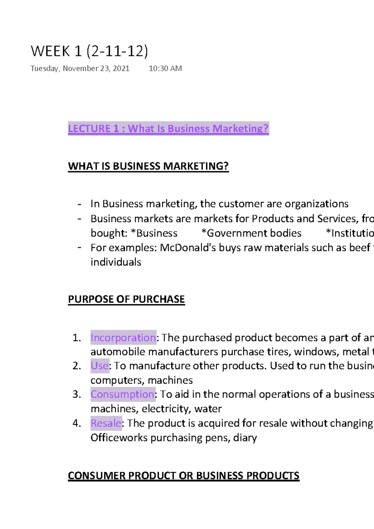 WEEK 1 Business to business marketing - LECTURE 1 : What Is Business ...