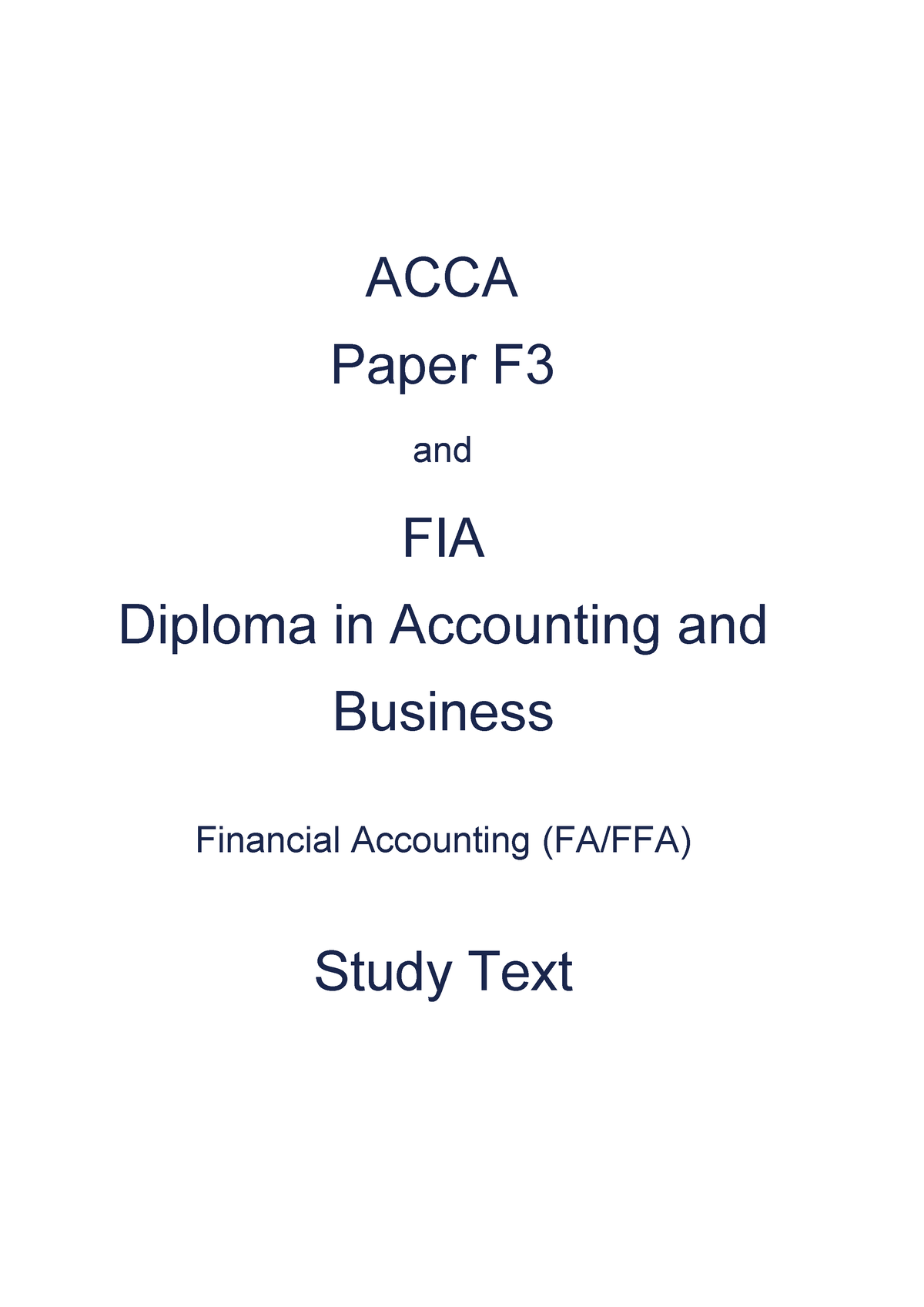 FFA F3 - Study Material - ACCA Paper F And FIA Diploma In Accounting ...