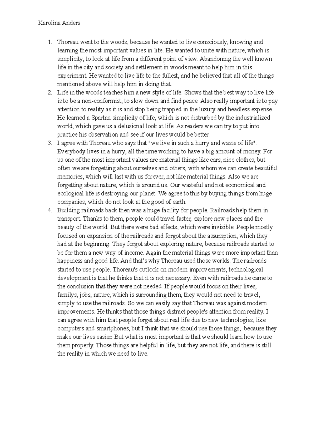 Thoreau- Where I Lived and What I Lived for- homework - Karolina Anders ...