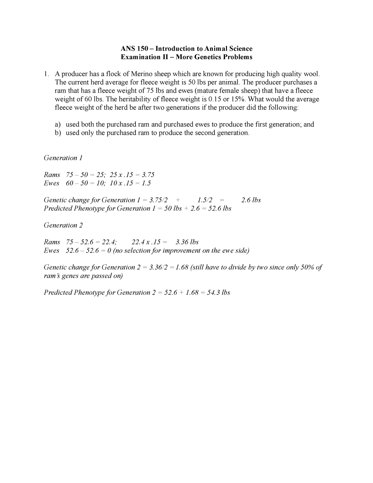 Answer Key for Genetics Practice Problems - ANS 23 – Introduction Intended For Genetics Problems Worksheet Answer Key