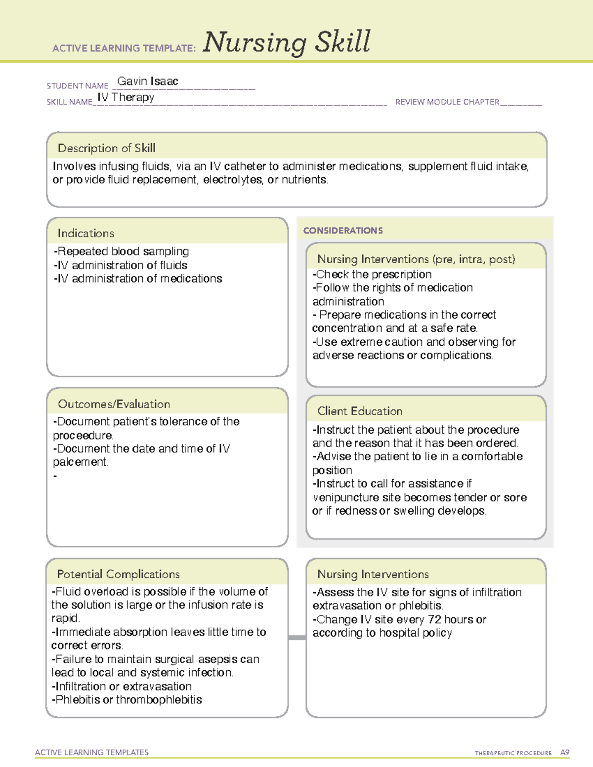 Active Learning Template Nursing Skill