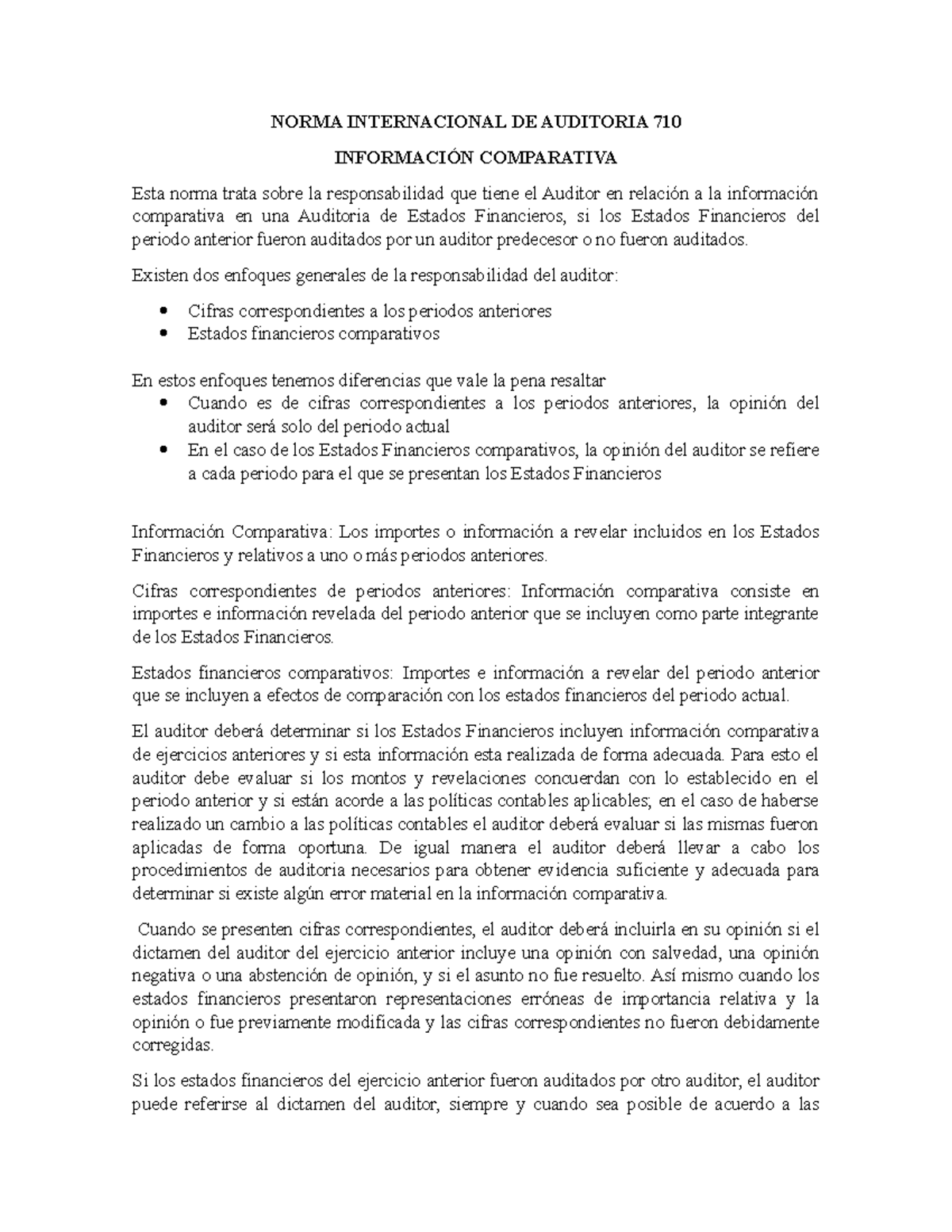 Norma Internacional DE Auditoria 710 - NORMA INTERNACIONAL DE AUDITORIA ...