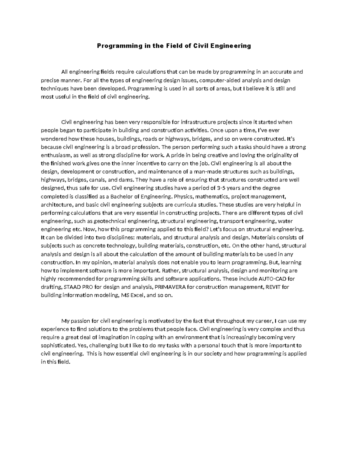 Programming in the Field of Civil Engineering - For all the types of ...