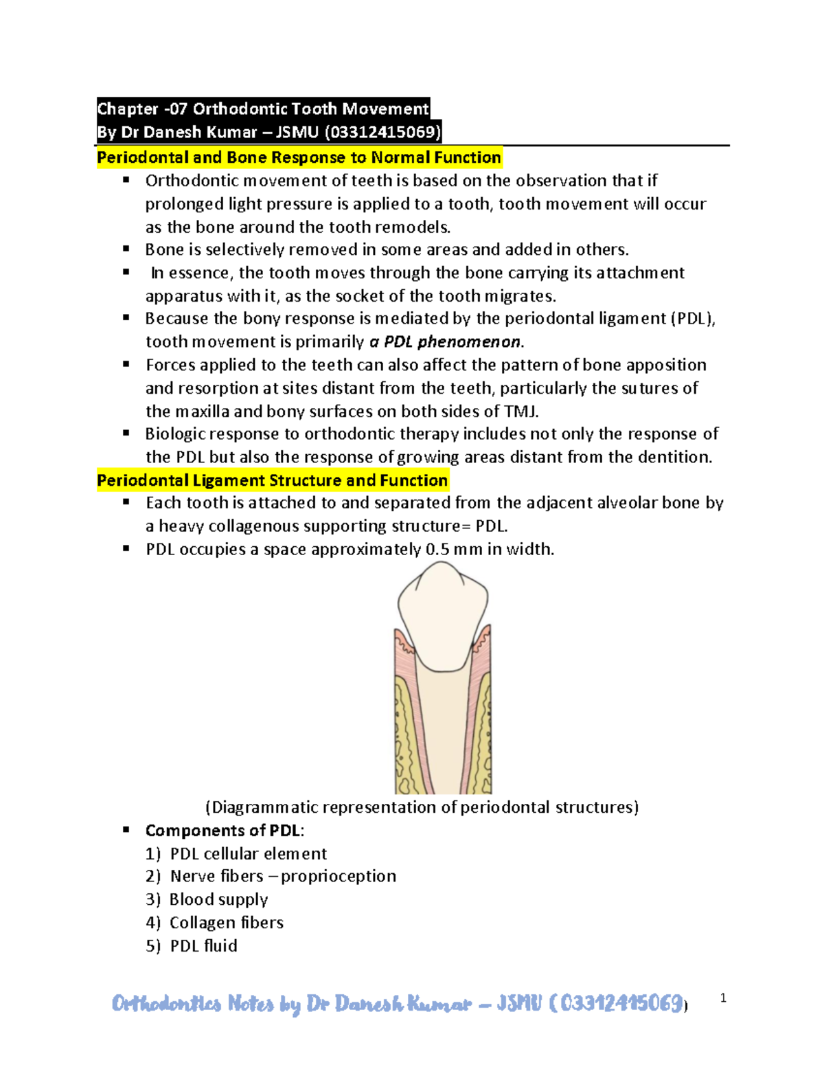 Chapt 7 Orthodontics best notes Chapter 07 Orthodontic Tooth Movement By Dr Danesh Kumar