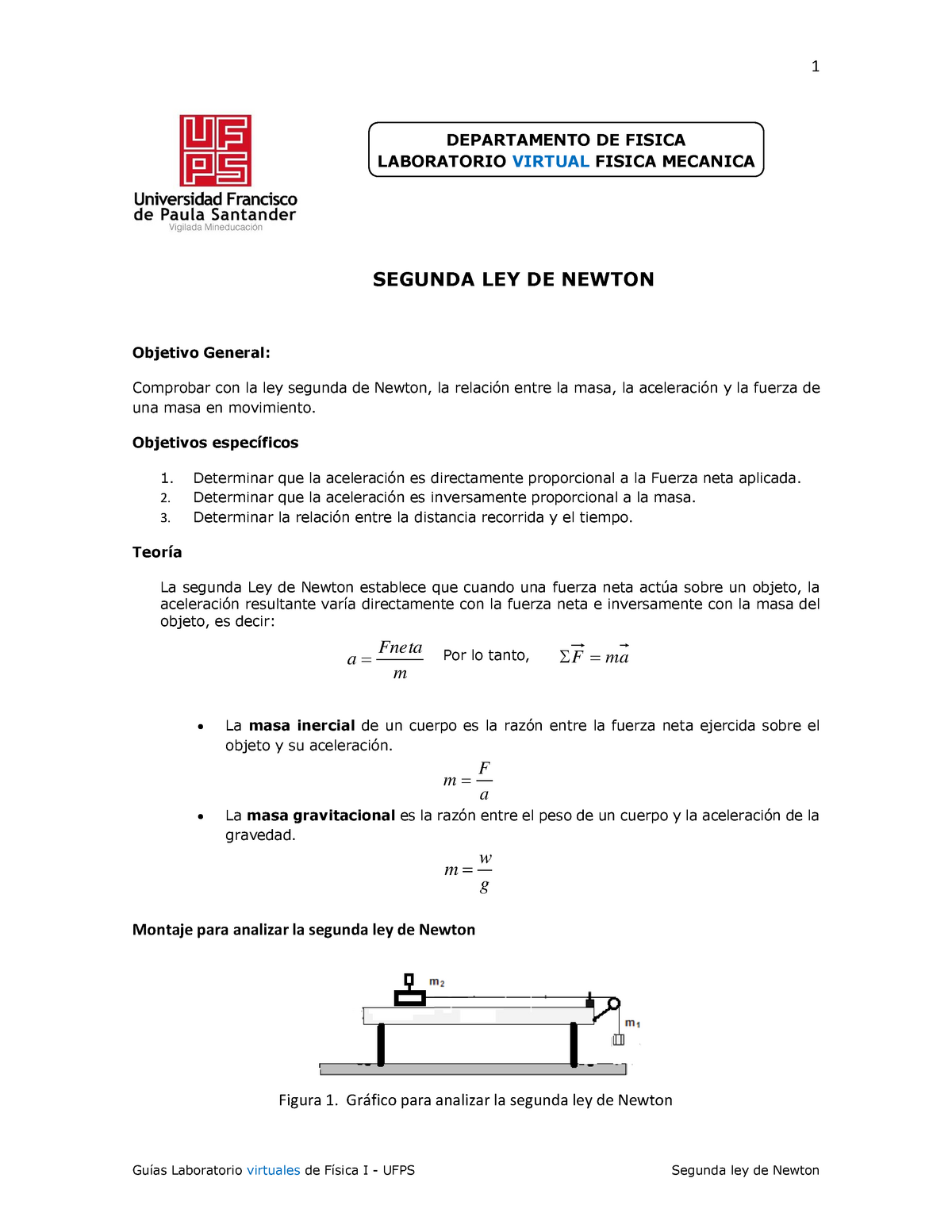 Práctica de laboratorio N° 9 Segunda Ley de Newton - DEPARTAMENTO DE FISICA  LABORATORIO VIRTUAL - Studocu