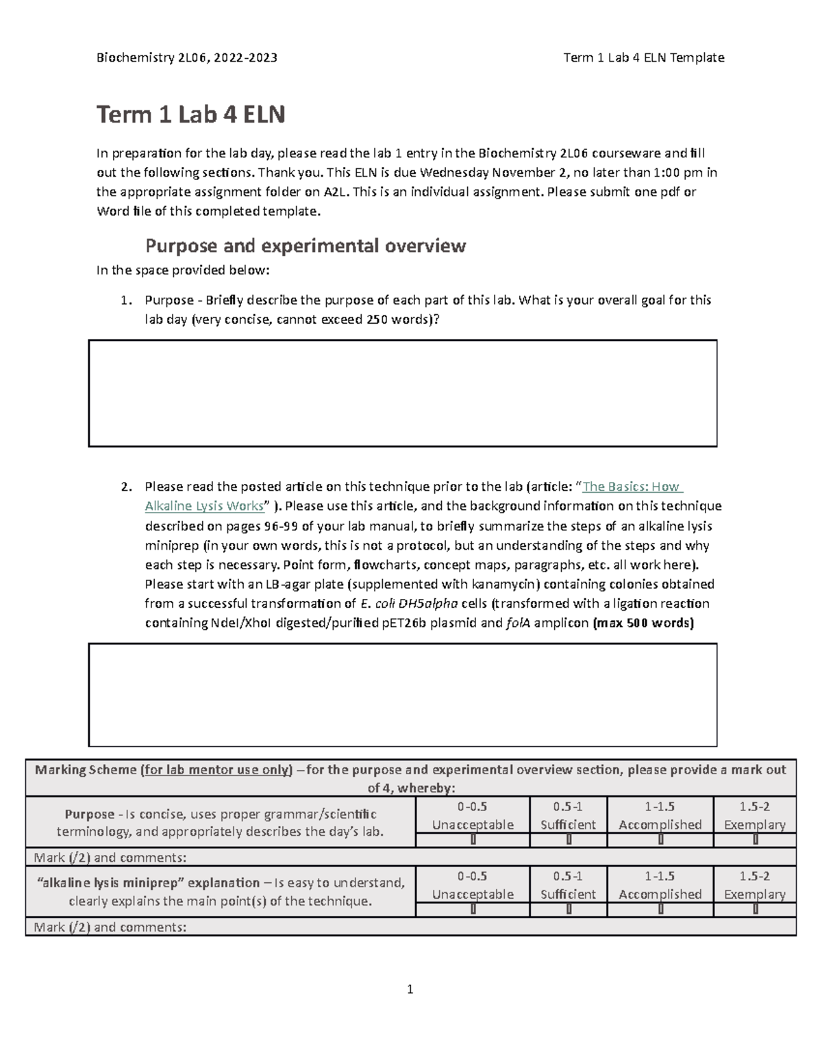 Term 1 Lab 4 ELN template Term 1 Lab 4 ELN In preparation for the lab