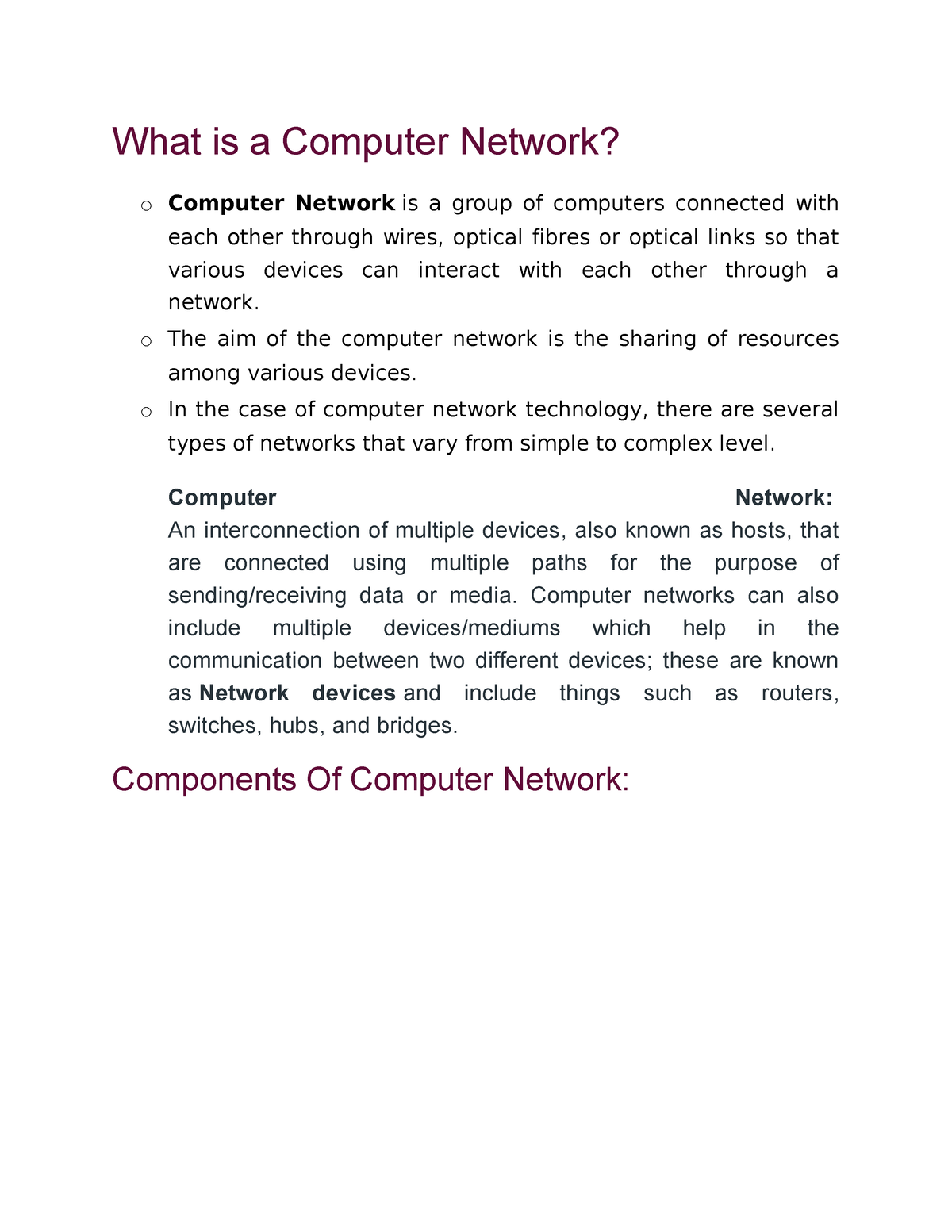 BCA 2nd sem(computer network) - What is a Computer Network? o Computer ...