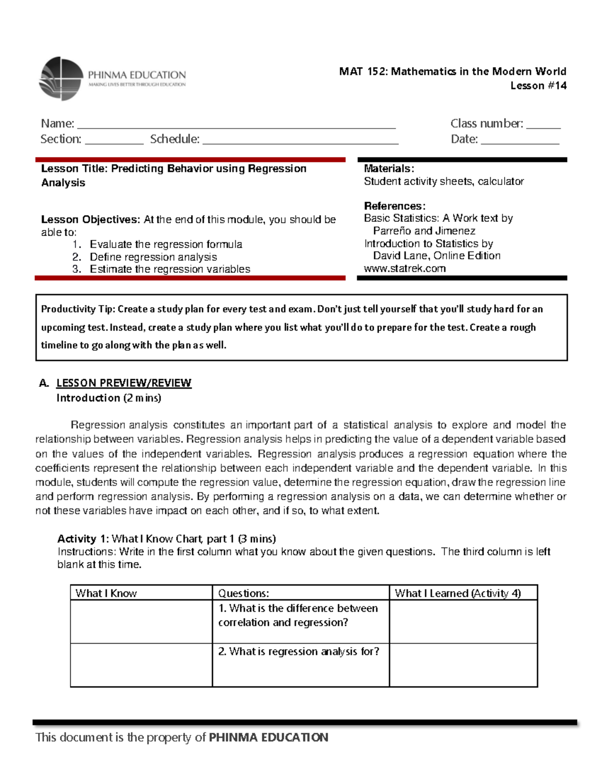 SAS 14 MAT 152 FLM - This file contains lessons in Mathematics ...