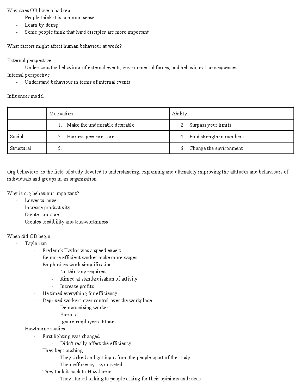 1. Sept 9th - Forst lecture notes - Why does OB have a bad rep - People ...