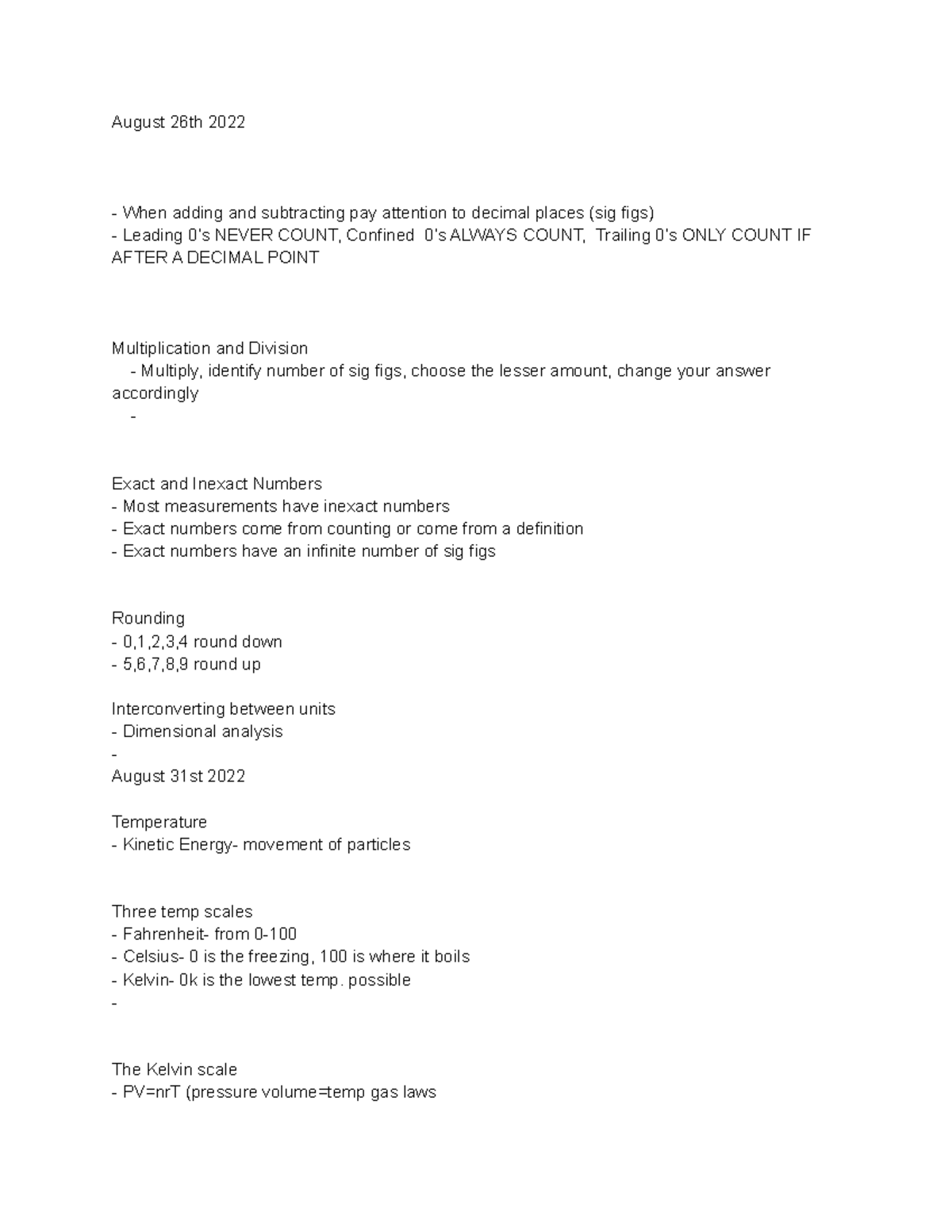 AP CHEMISTRY NOTES - August 26th 2022 When adding and subtracting pay ...