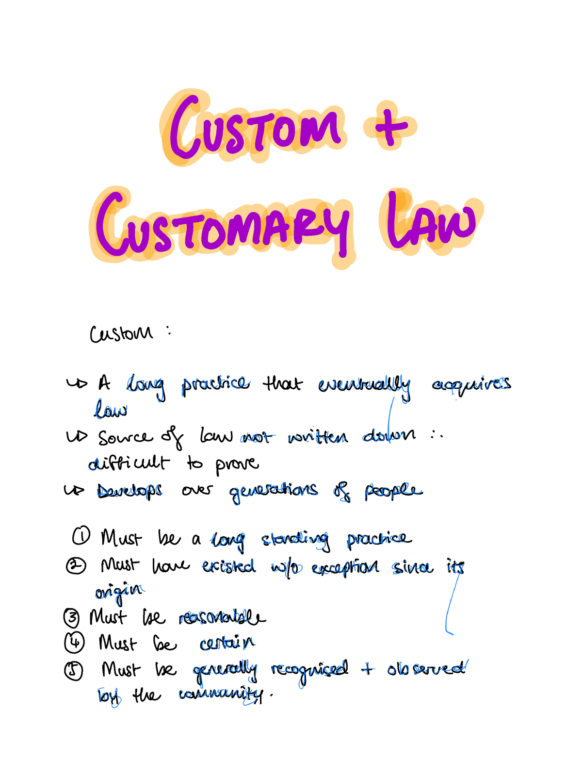 Note 16 Sep 2022 - Summaries - Custom CUSTOMARY LAW Custom Is A Long ...