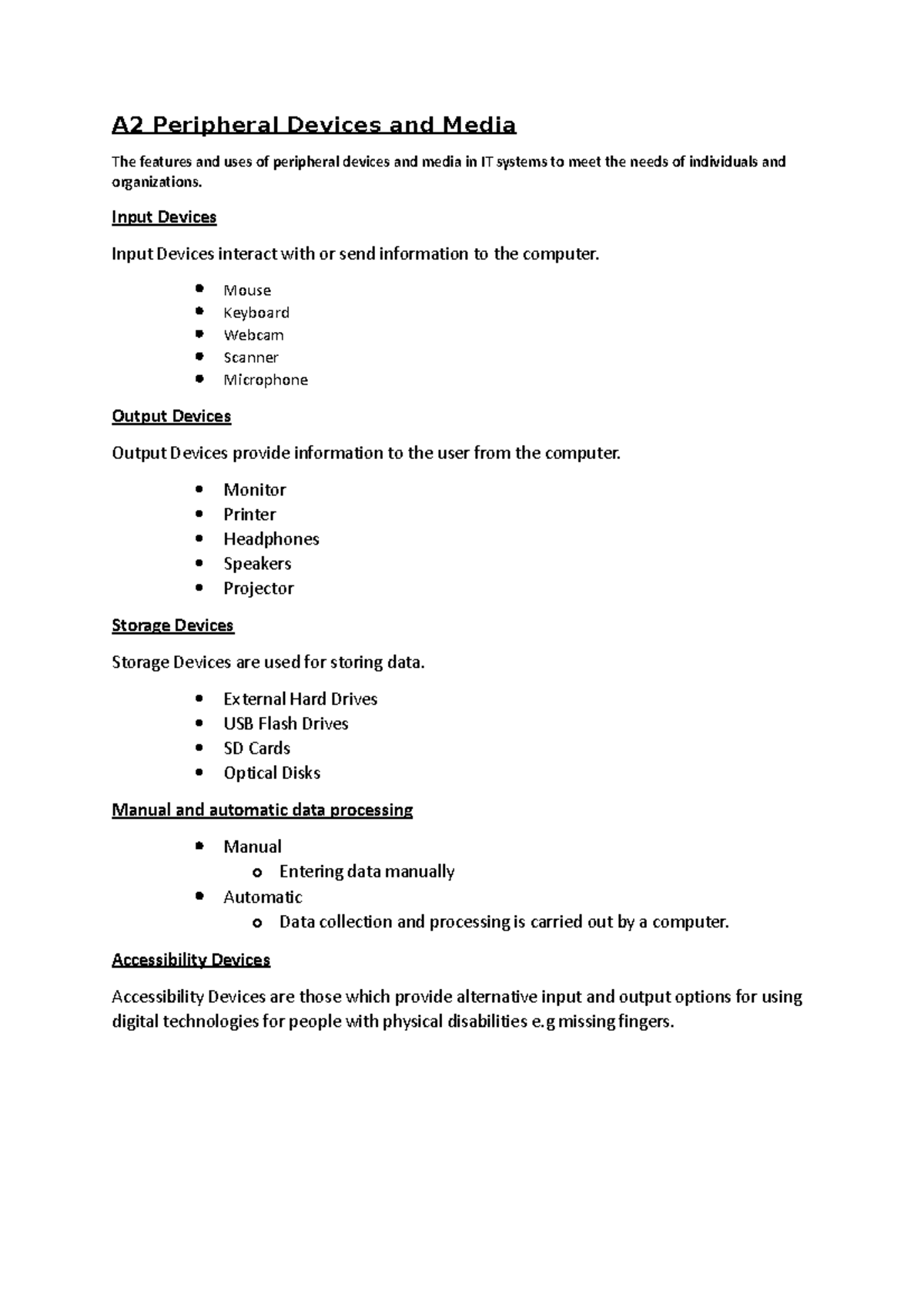 A2 Peripheral Devices and Media Input Devices Input Devices interact
