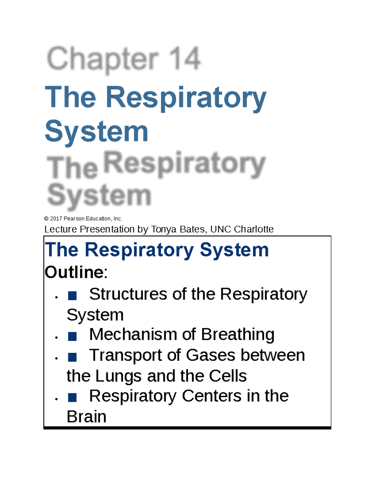 BIO 140- Chapter 14 The Respiratory System - The Respiratory System ...