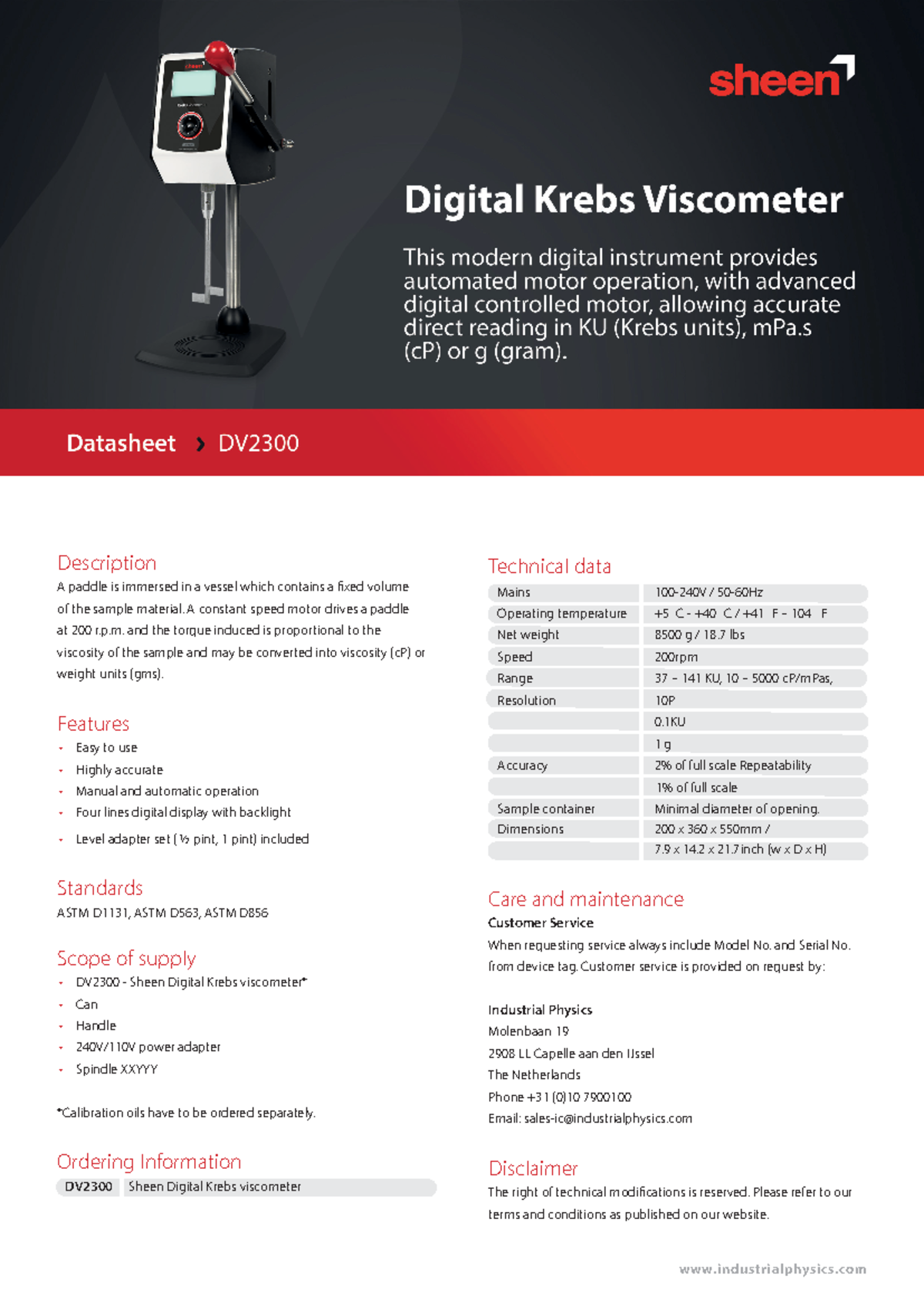 Sheen DV2300 Digital Krebs D44 Business Administration