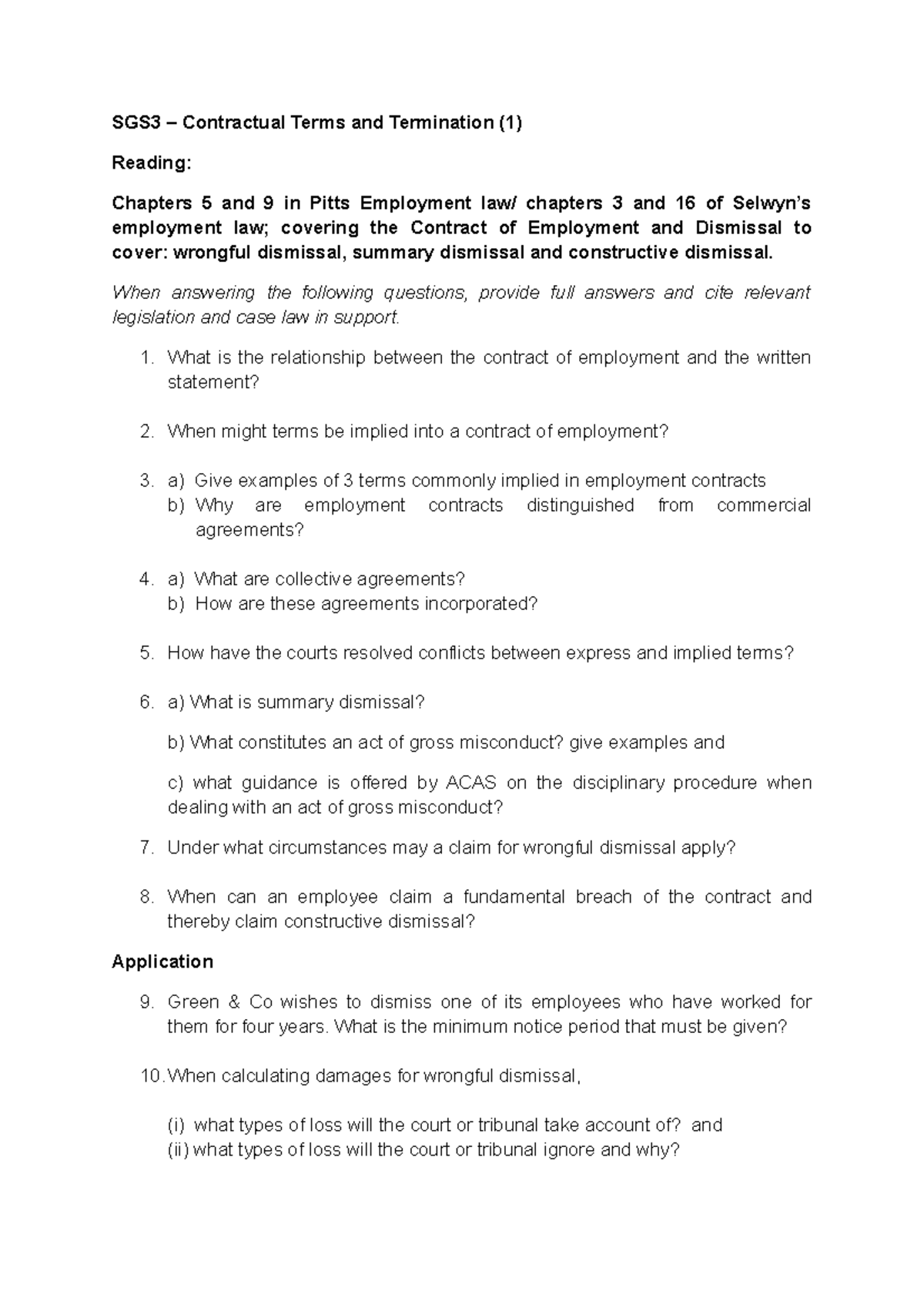 SGS 3 SGS3 Contractual Terms and Termination (1) Reading Chapters