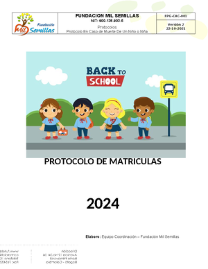 Protocolo En Caso De Muerte De Un NiÑo O NiÑa - Fundacion Mil Semillas 