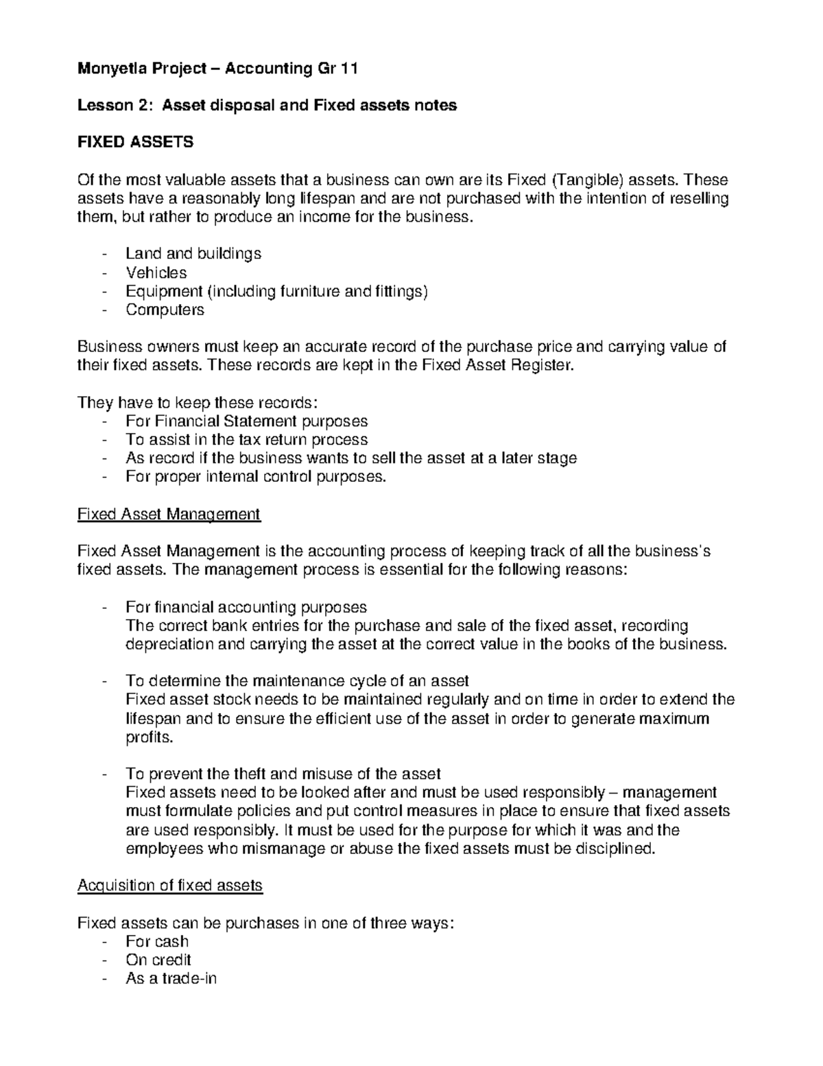 1 FET Accounting revision booklet Monyetla Project Accounting Gr