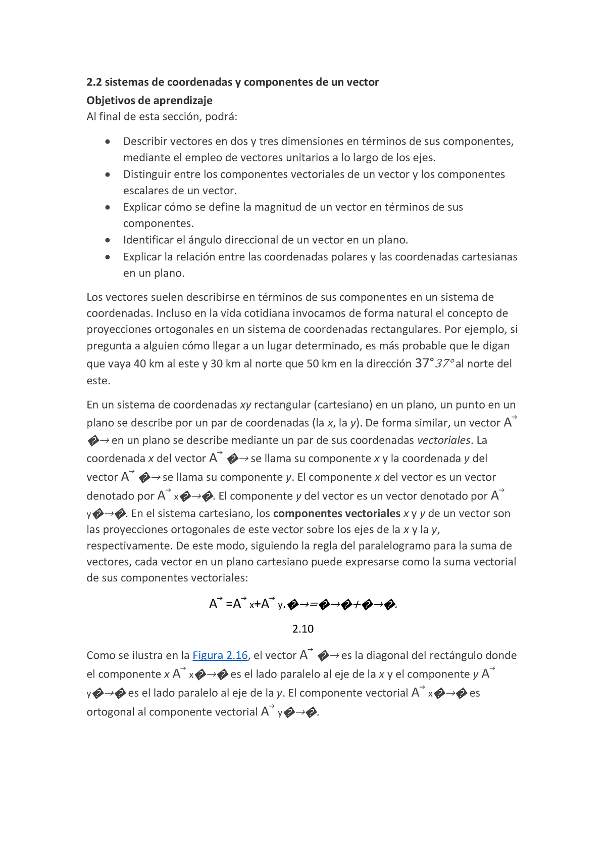 2.2 Sistema De Coordenadas Y Componentes De Un Vector - 2 Sistemas De ...