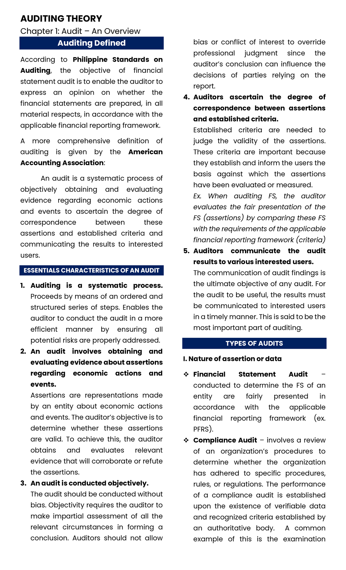 Audtheo-CH1 - Lecture notes on Chapter 1 of Auditing Theory - AUDITING ...