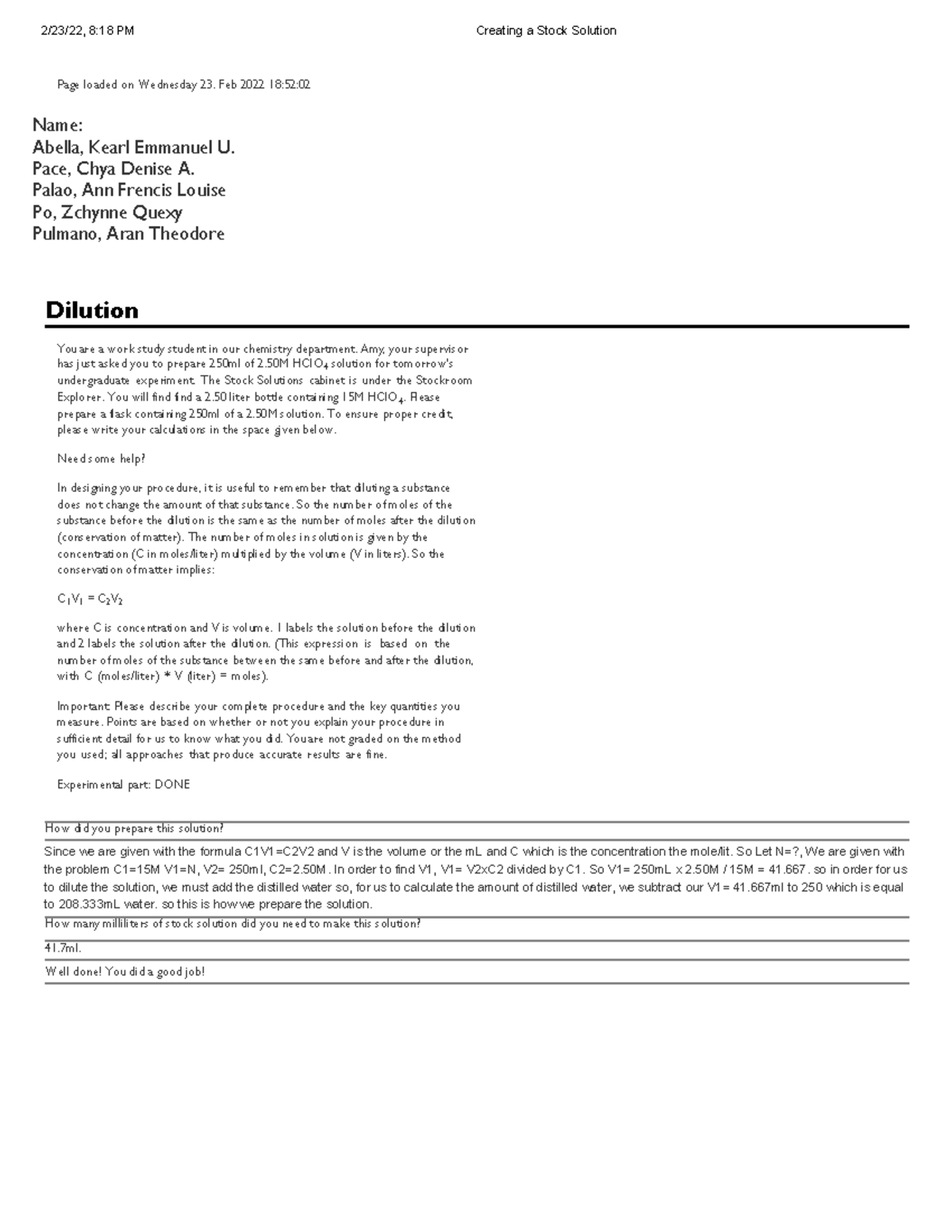 Creating a Stock Solution Group4 2/23/22, 818 PM Creating a Stock