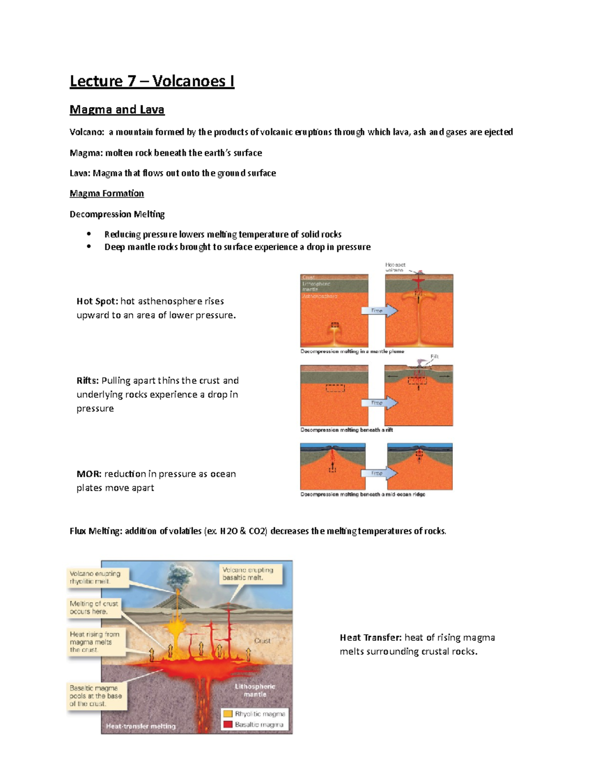 Lecture 7 – Volcanoes I - notes - Lecture 7 – Volcanoes I Magma and ...