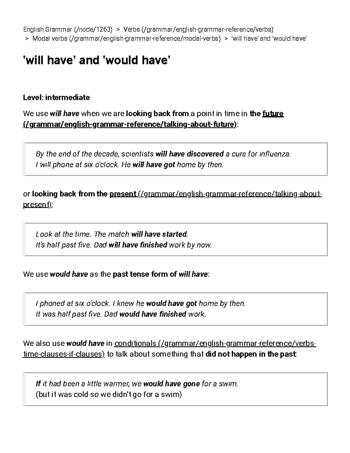 'will have' and 'would have' Learn English - English Grammar (/node ...