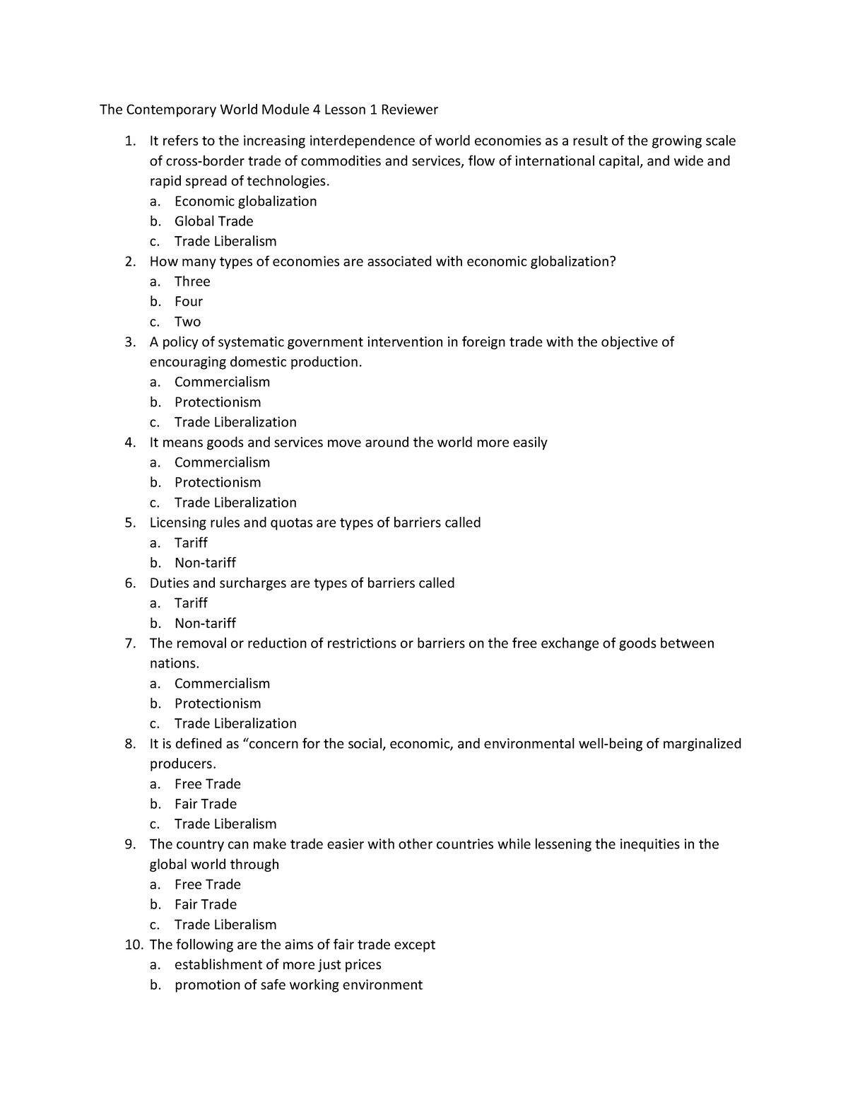 The Contemporary World Module 4 Lesson 1 Reviewer - The Contemporary ...