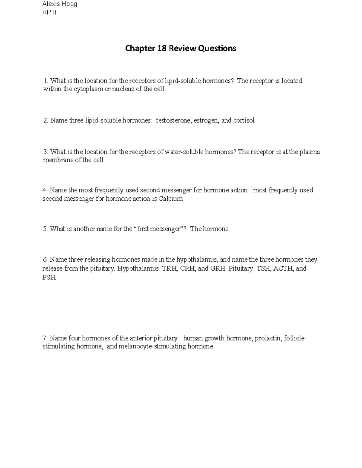 Chapter 18 Review Questions - Alexis Hogg AP II Chapter 18 Review ...