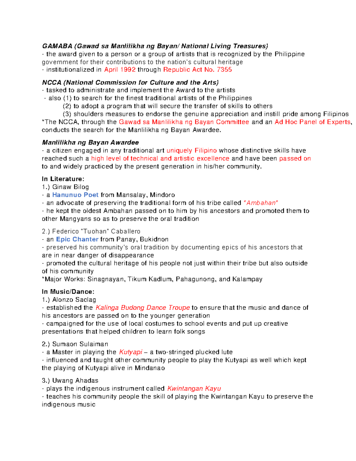 ART Appreciation - GAMABA (Gawad sa Manlilikha ng Bayan/ National ...