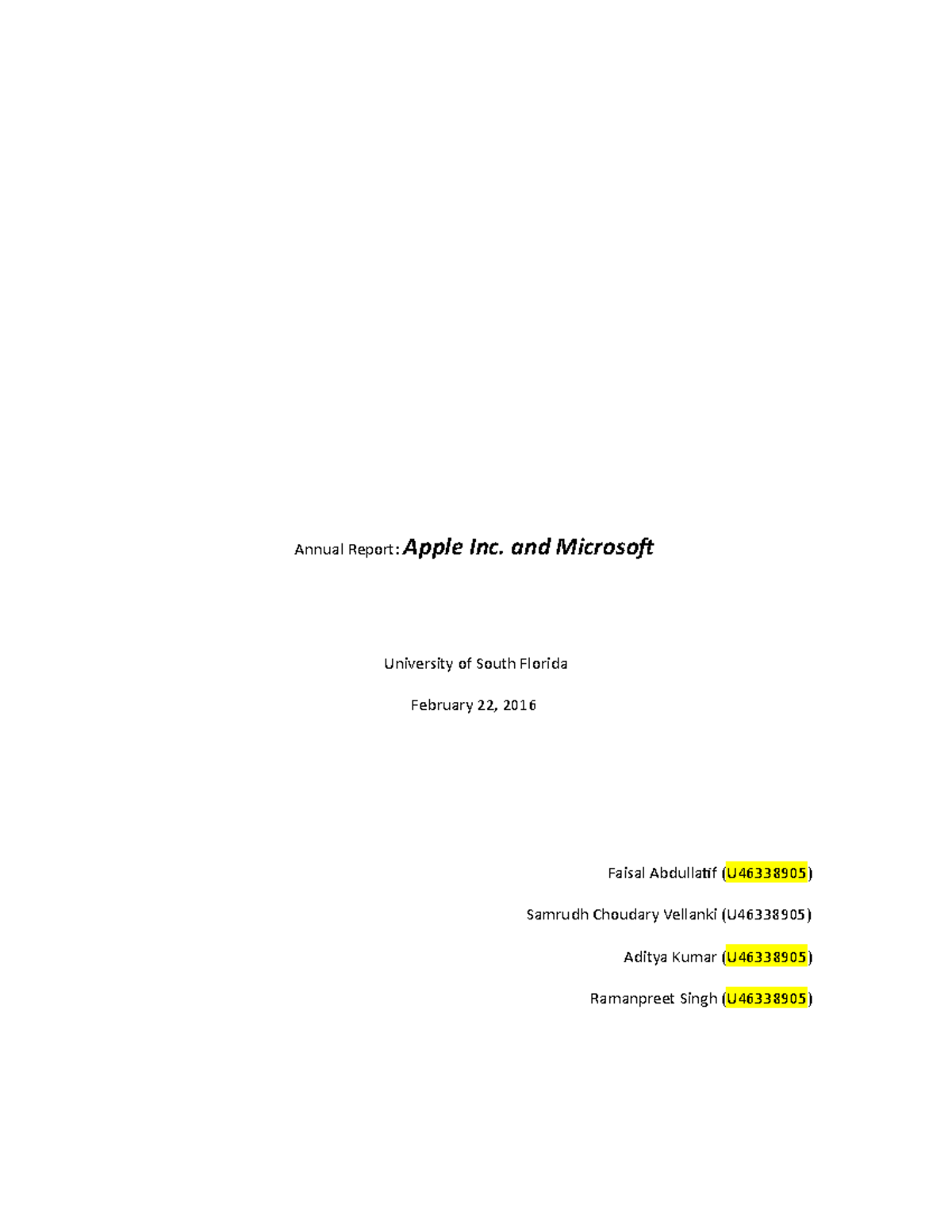 Final Annual Report - Annual Report: Apple Inc. and Microsof University ...
