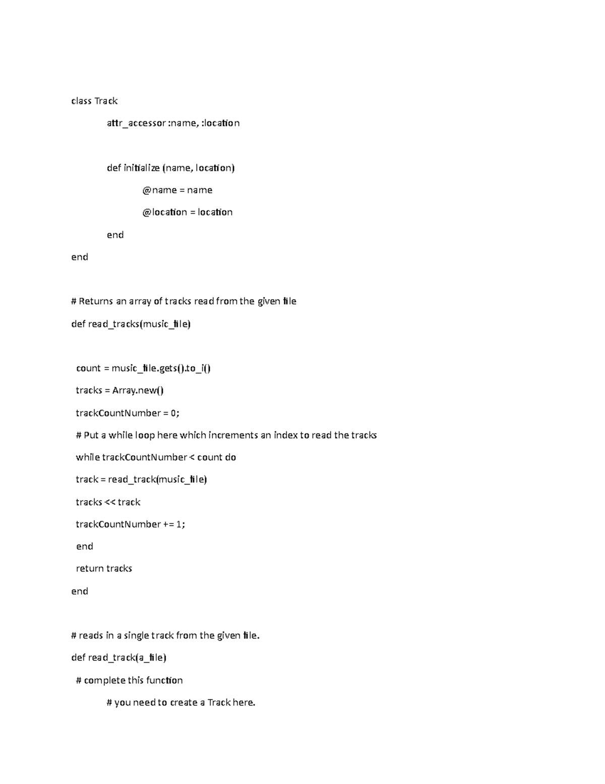 5.1P track file handling - class Track attr_accessor :name, :location ...