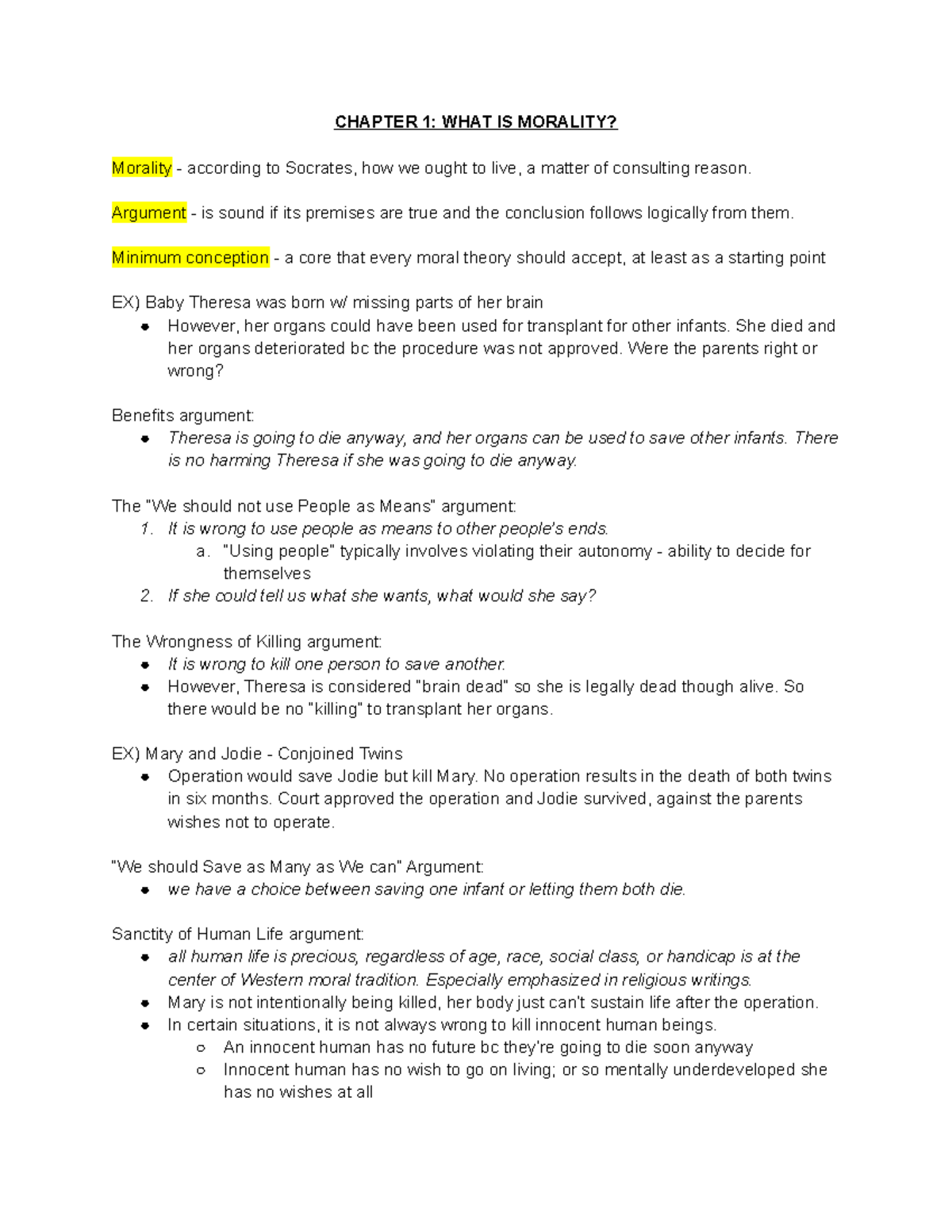 Business Ethics Notes - CHAPTER 1: WHAT IS MORALITY? Morality ...