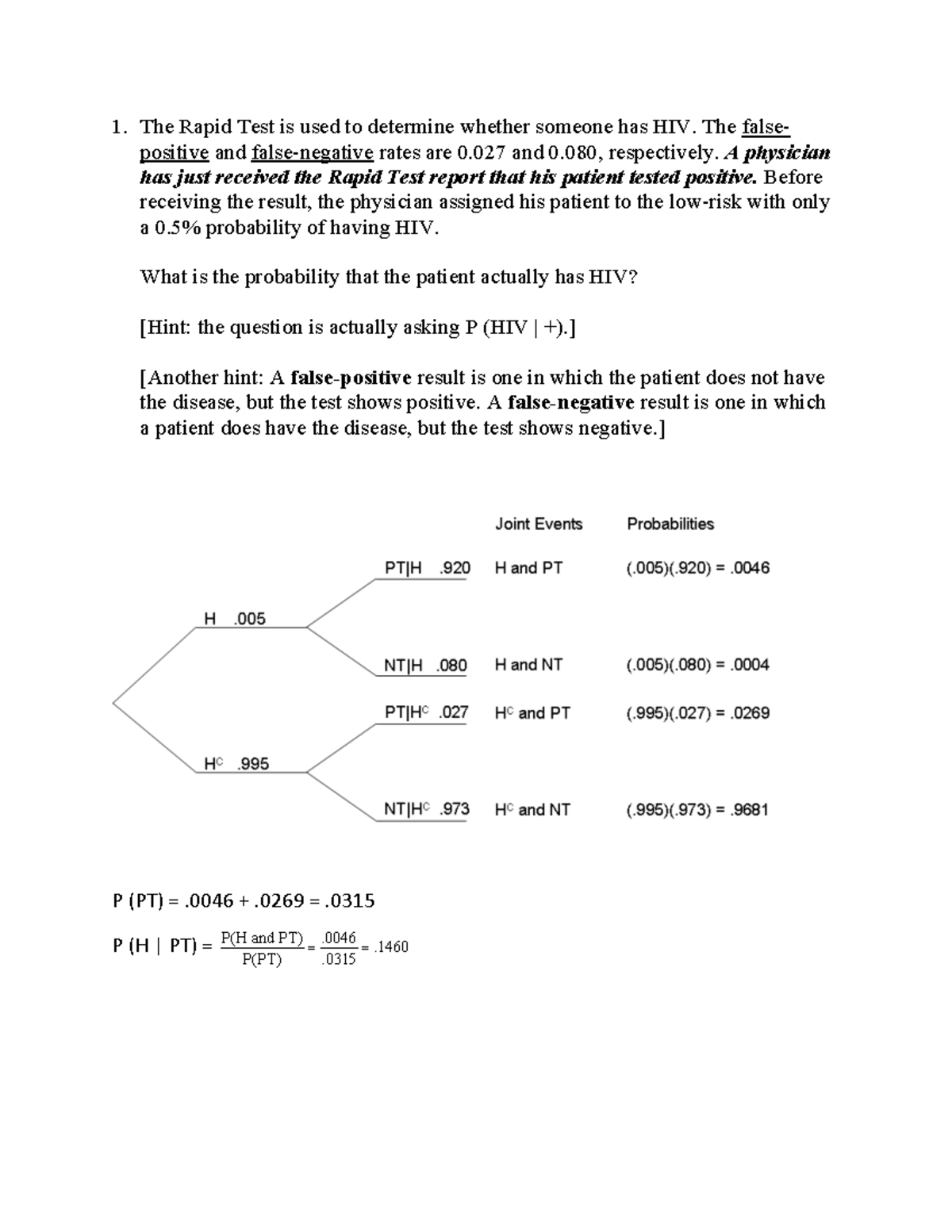 Probability Tree Example - The Rapid Test is used to determine whether ...
